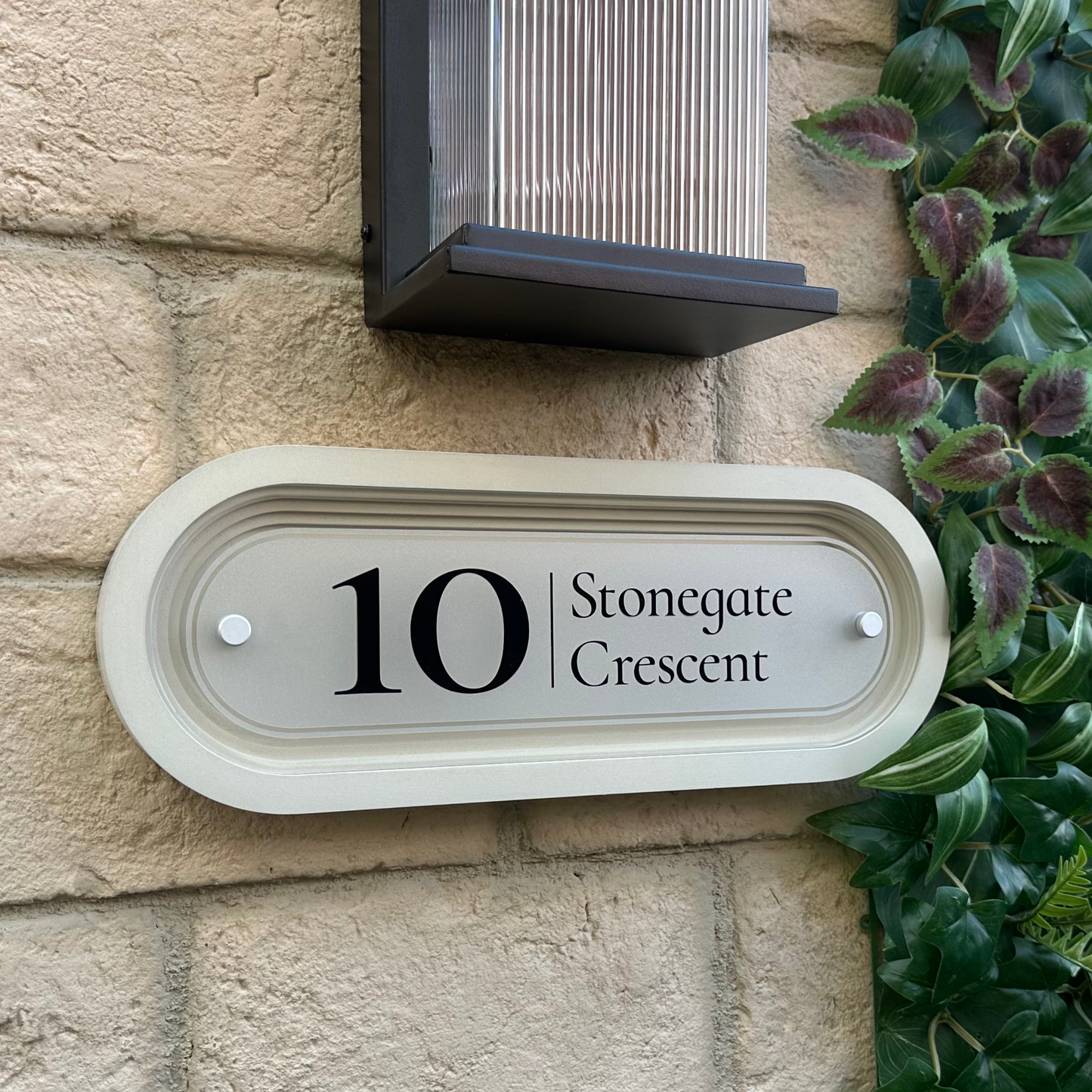 Signature Stadium | Personalised House Sign with Coffered Portland Stone Frame W400mm x H150mm