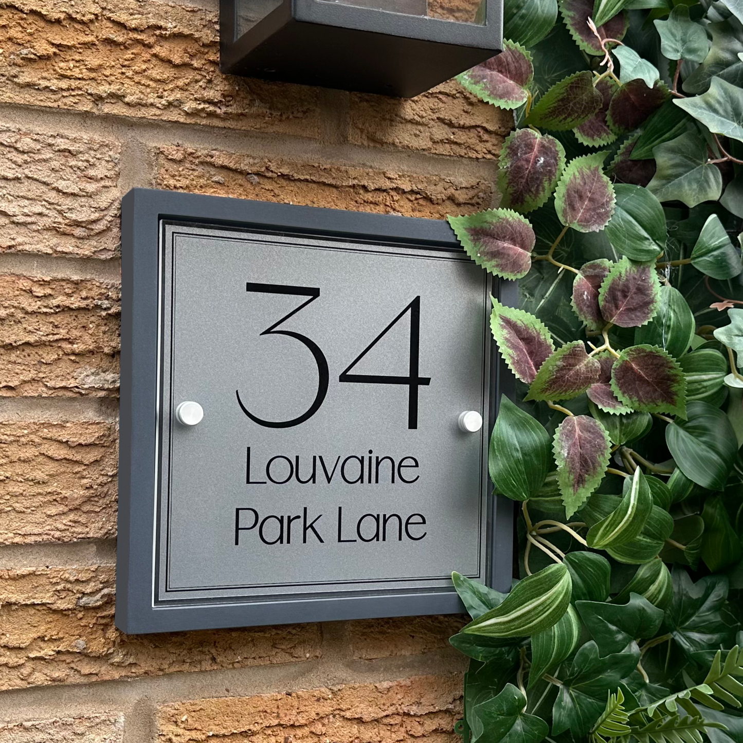 Edit Square | Personalised House Sign with Understated Anthracite Frame W230mm x H230mm