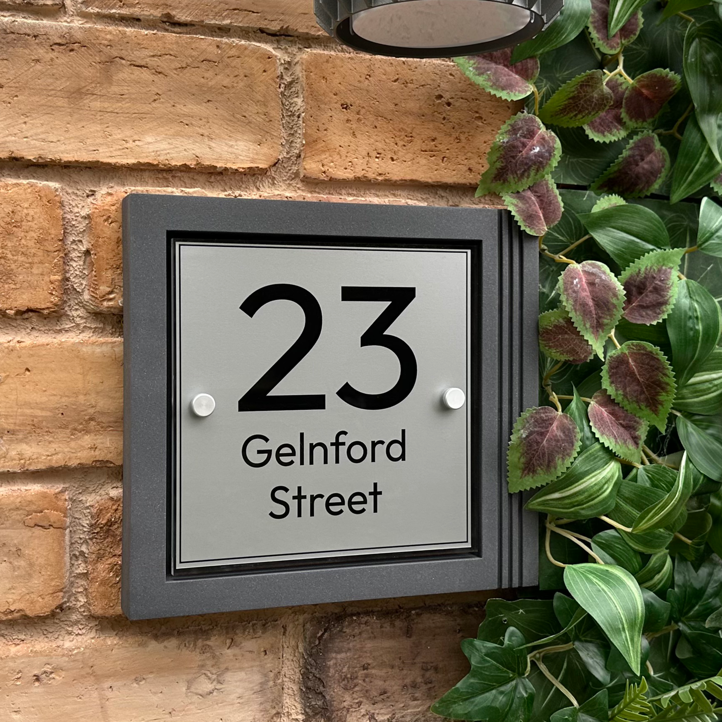 Urban Square | Personalised House Sign with Fluted Anthracite Frame W248mm x H229mm