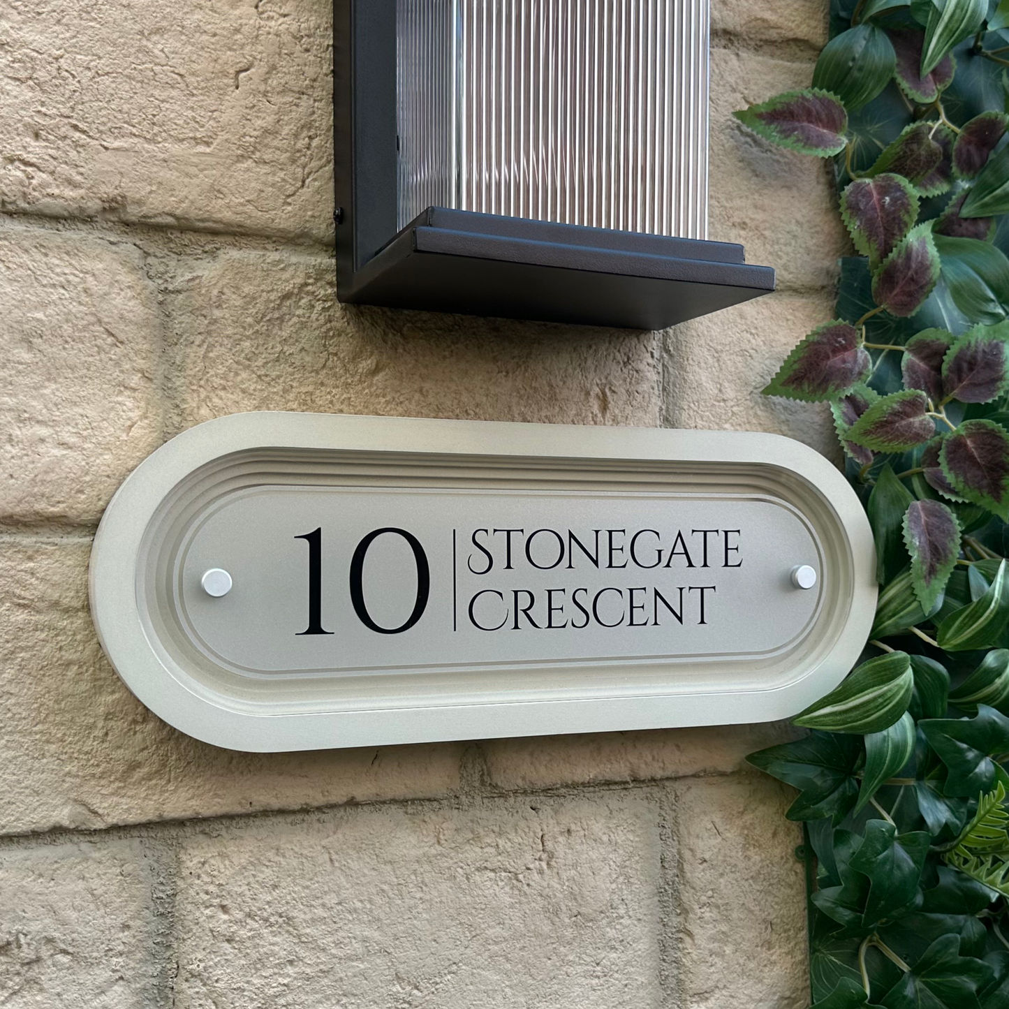 Signature Stadium | Personalised House Sign with Coffered Portland Stone Frame W400mm x H150mm