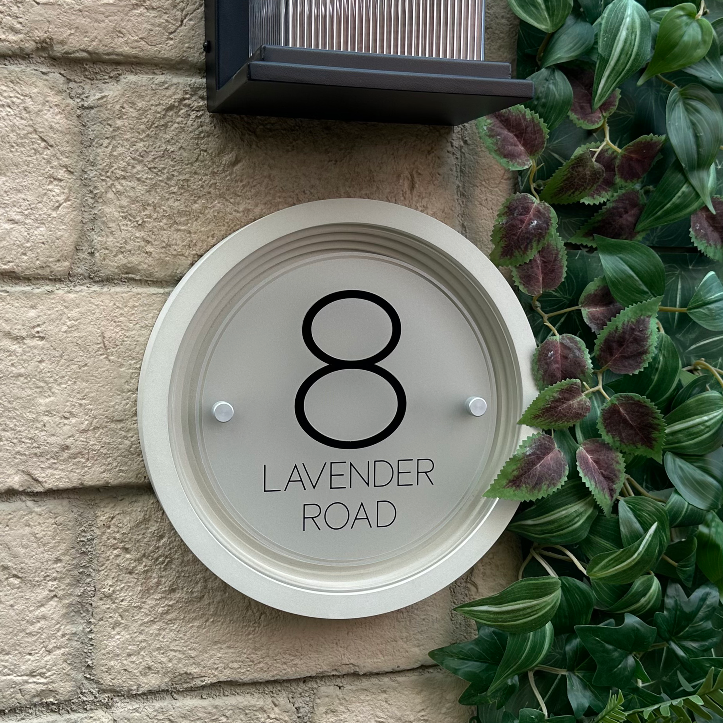 Signature Circulus | Personalised Designer House Sign with Acrylic Front & Portland Stone Coffered Frame