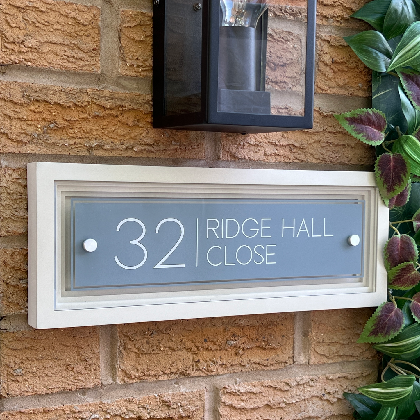 Signature Rectangulum | Personalised Designer House Sign with Acrylic Front & Cast Stone Coffered Back