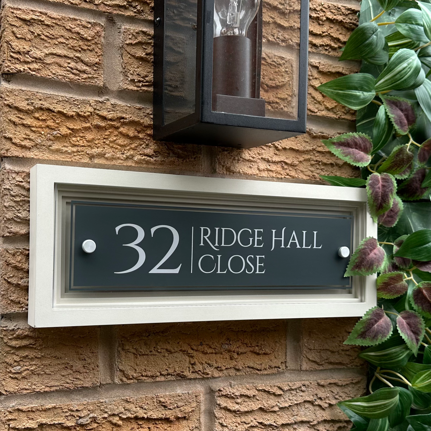 Signature Rectangulum | Personalised Designer House Sign with Acrylic Front & Portland Stone Coffered Back
