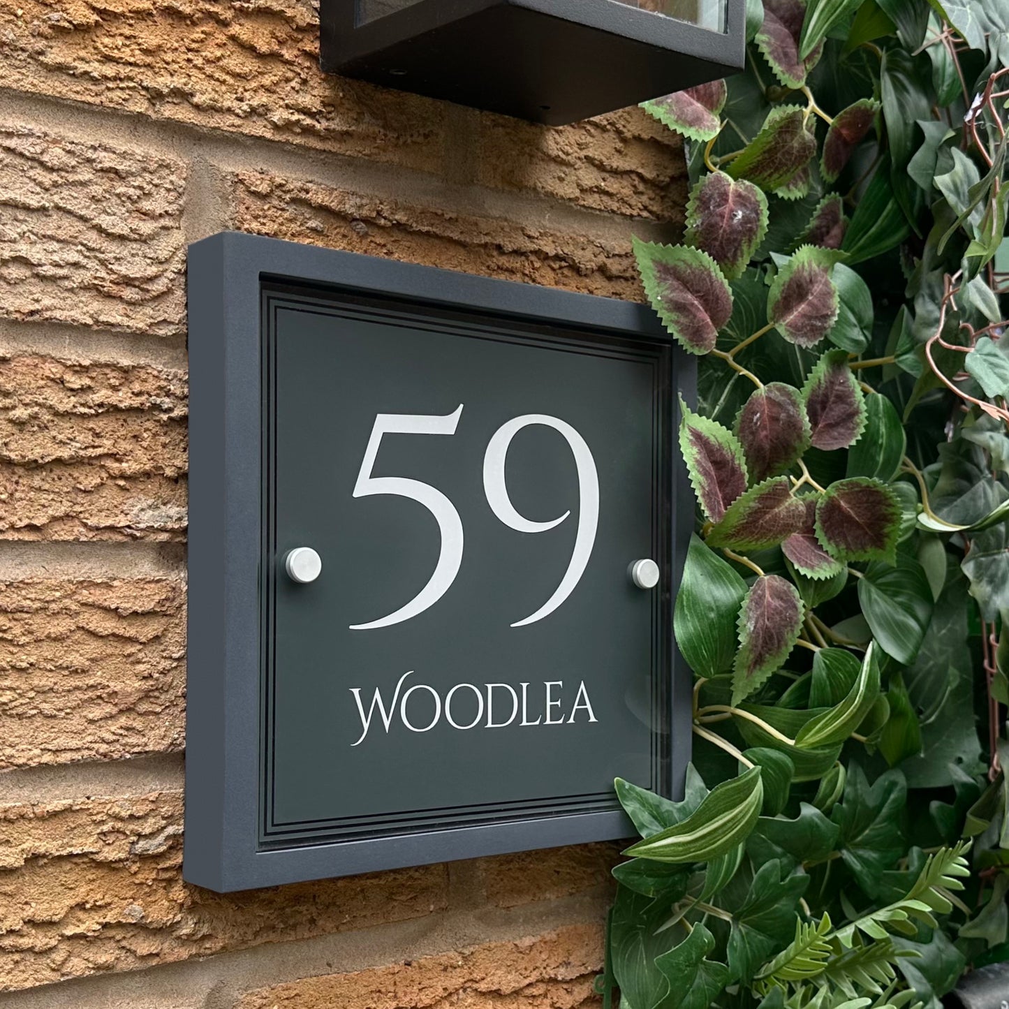 Edit Square | Personalised House Sign with Understated Anthracite Frame W230mm x H230mm
