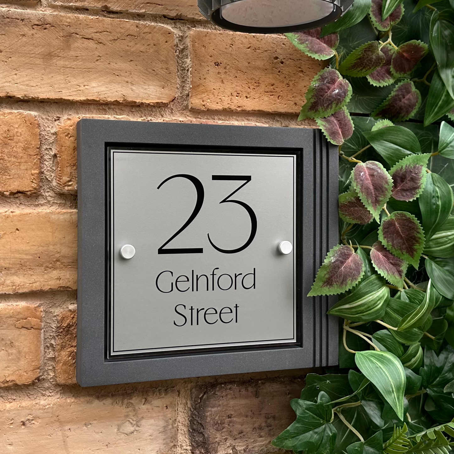 Urban Square | Personalised House Sign with Fluted Anthracite Frame W248mm x H229mm