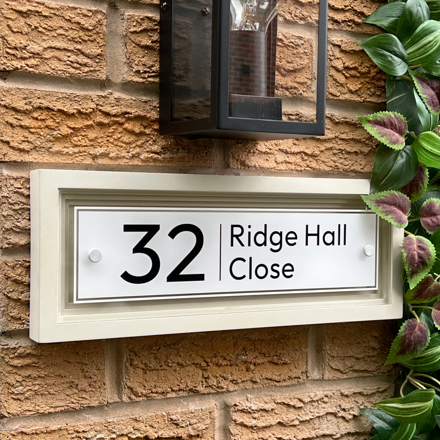 Signature Rectangulum | Personalised Designer House Sign with Acrylic Front & Cast Stone Coffered Back