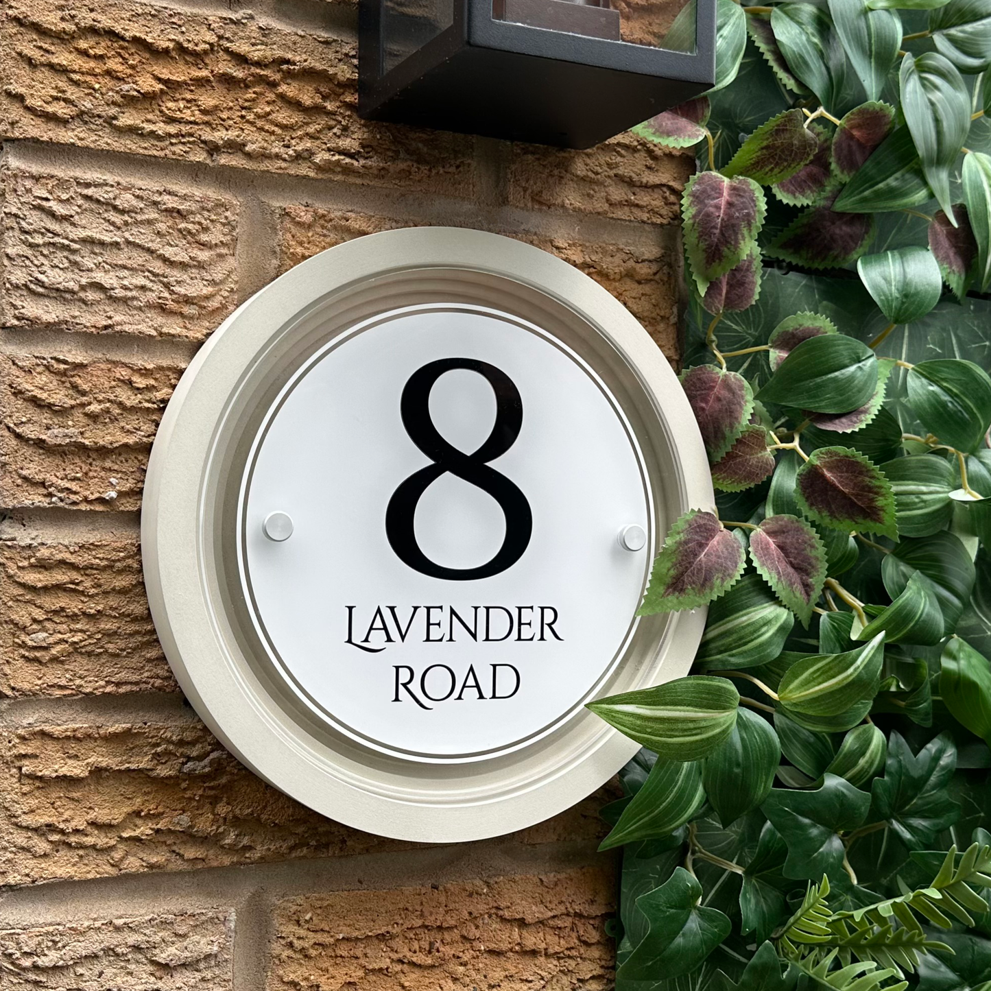 Signature Circulus | Personalised Designer House Sign with Acrylic Front & Portland Stone Coffered Back