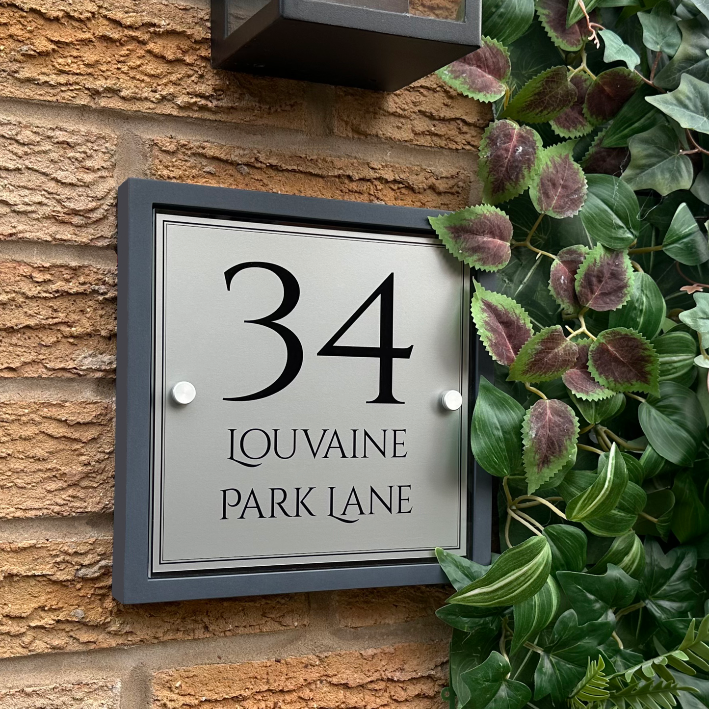 Edit Square | Personalised House Sign with Understated Anthracite Frame W230mm x H230mm