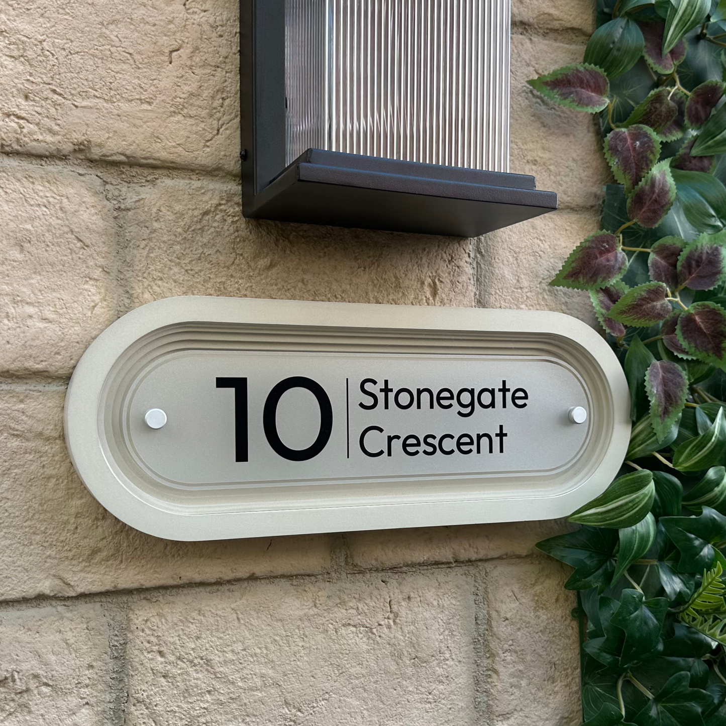Signature Stadium | Personalised House Sign with Coffered Portland Stone Frame W400mm x H150mm