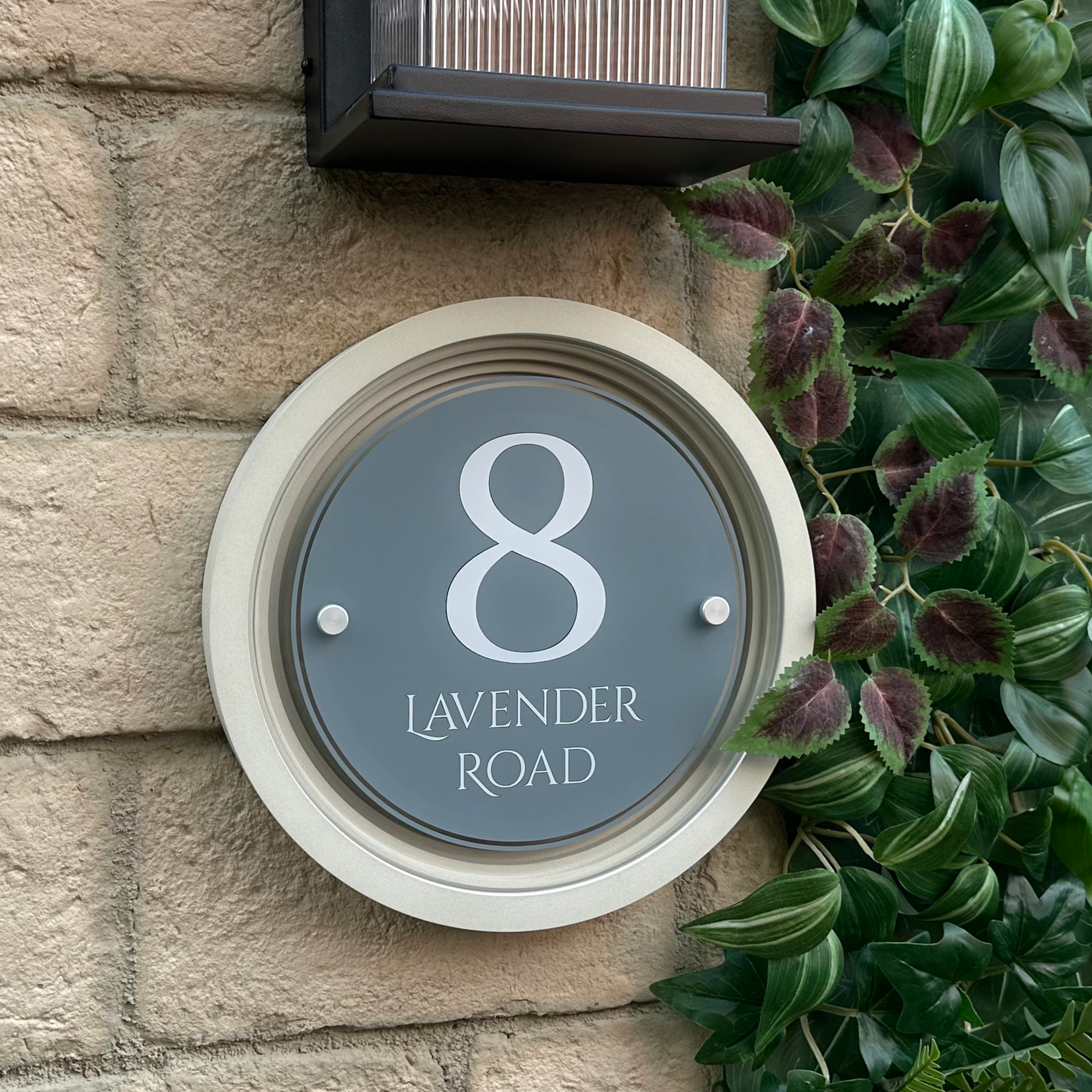 Signature Circulus | Personalised Designer House Sign with Acrylic Front & Portland Stone Coffered Frame