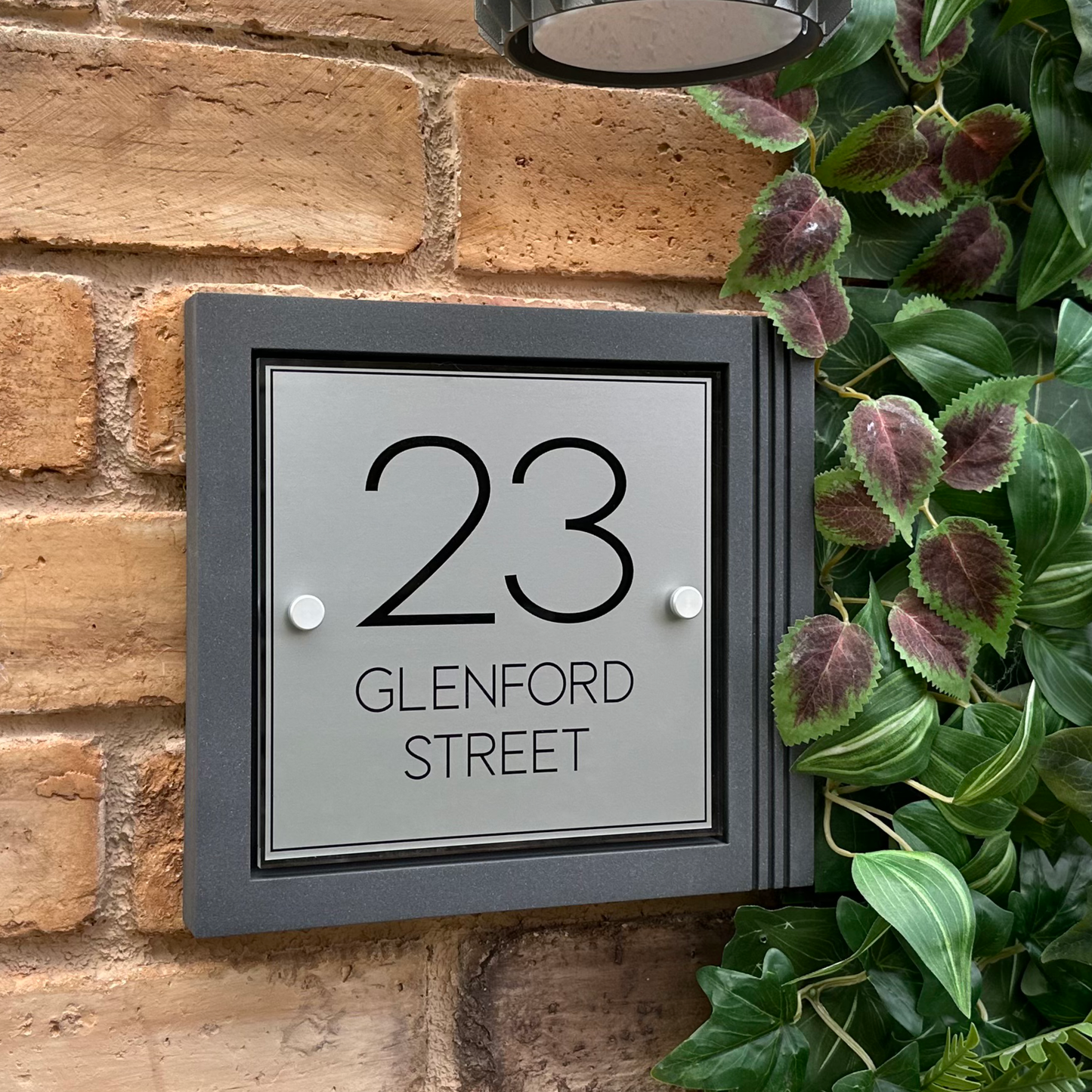 Urban Square | Personalised House Sign with Fluted Anthracite Frame W248mm x H229mm
