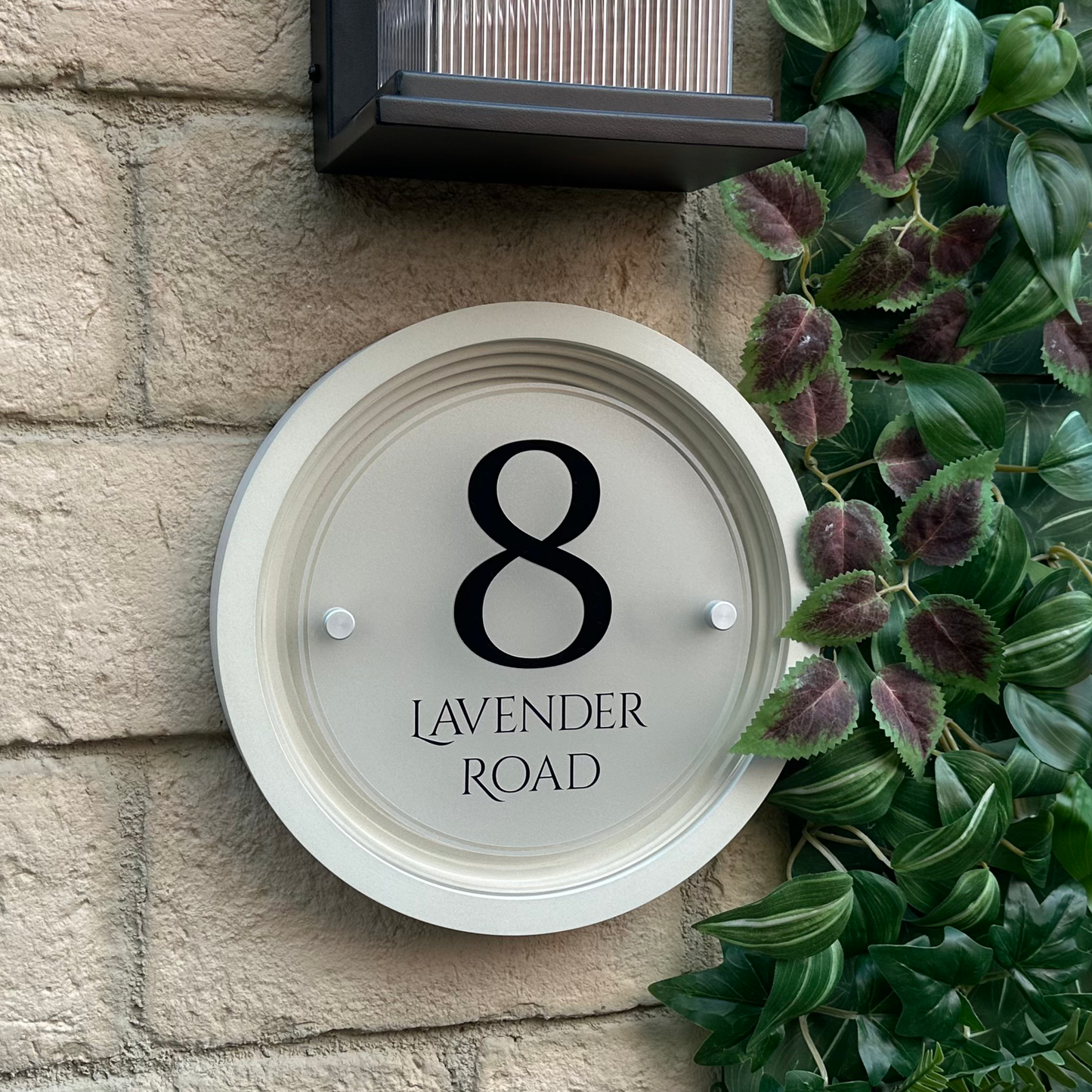 Signature Circulus | Personalised Designer House Sign with Acrylic Front & Portland Stone Coffered Frame