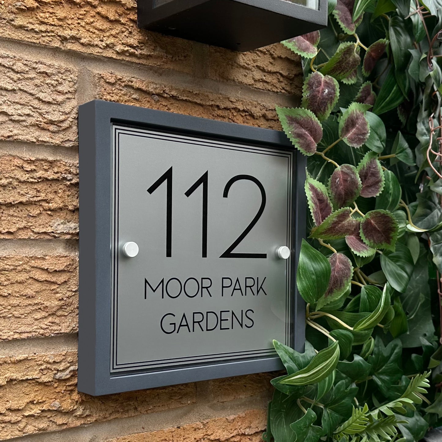 Edit Square | Personalised House Sign with Understated Anthracite Frame W230mm x H230mm