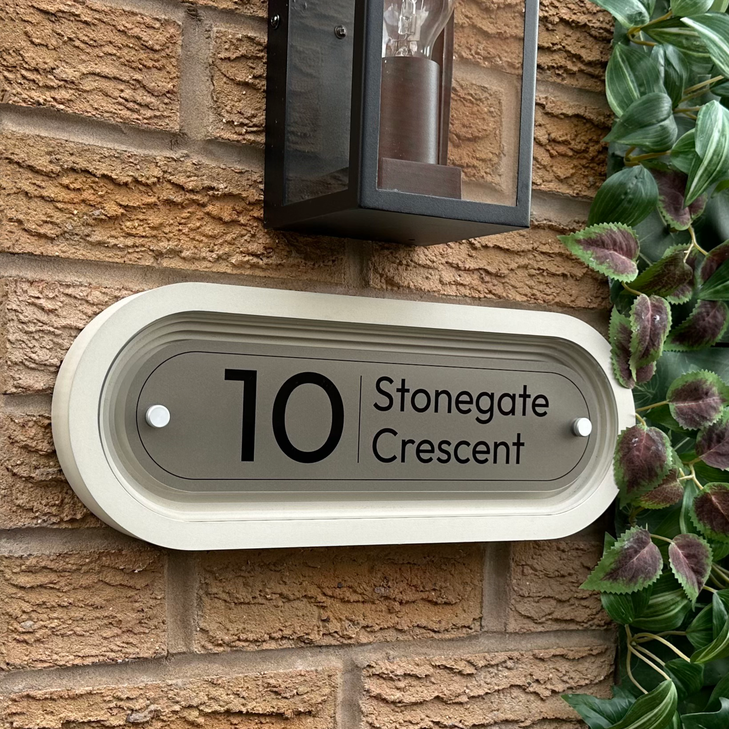 Signature Stadium | Personalised Designer House Sign with Acrylic Front & Portland Stone Coffered Back