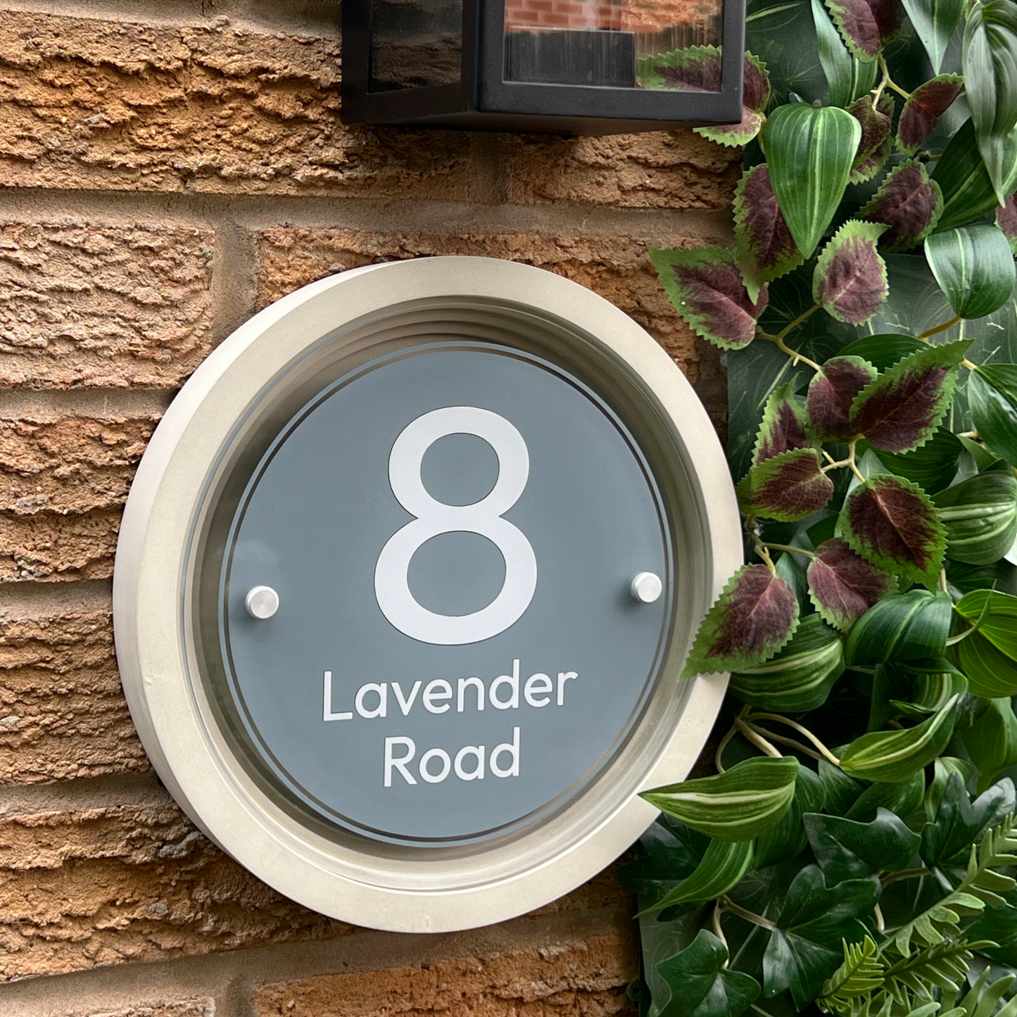 Signature Circulus | Personalised Designer House Sign with Acrylic Front & Portland Stone Coffered Back