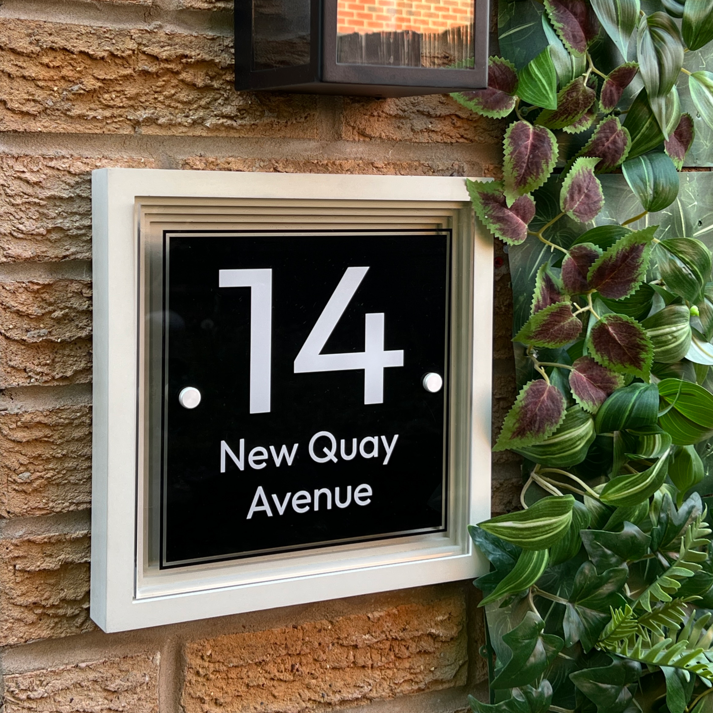 Signature Blocus | Personalised Designer House Sign with Acrylic Front & Portland Stone Coffered Back