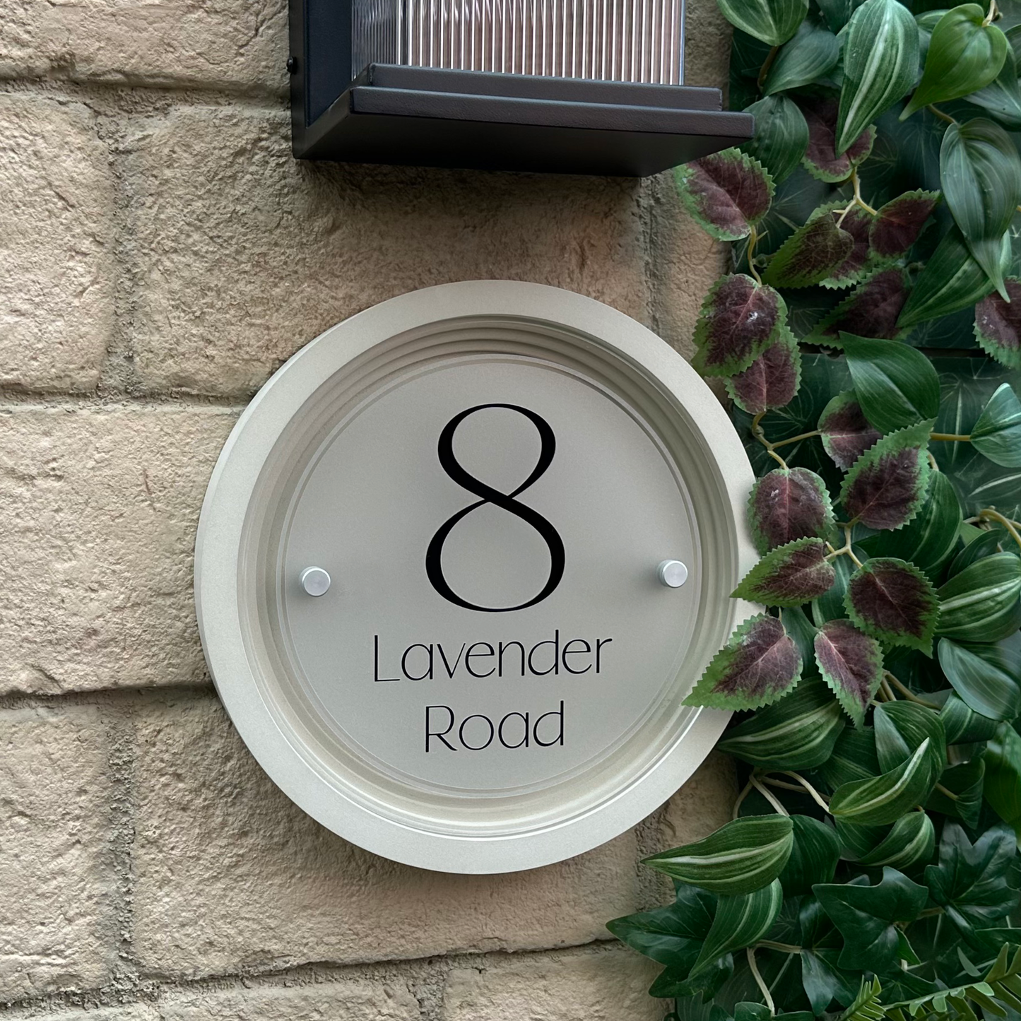 Signature Circulus | Personalised Designer House Sign with Acrylic Front & Portland Stone Coffered Frame