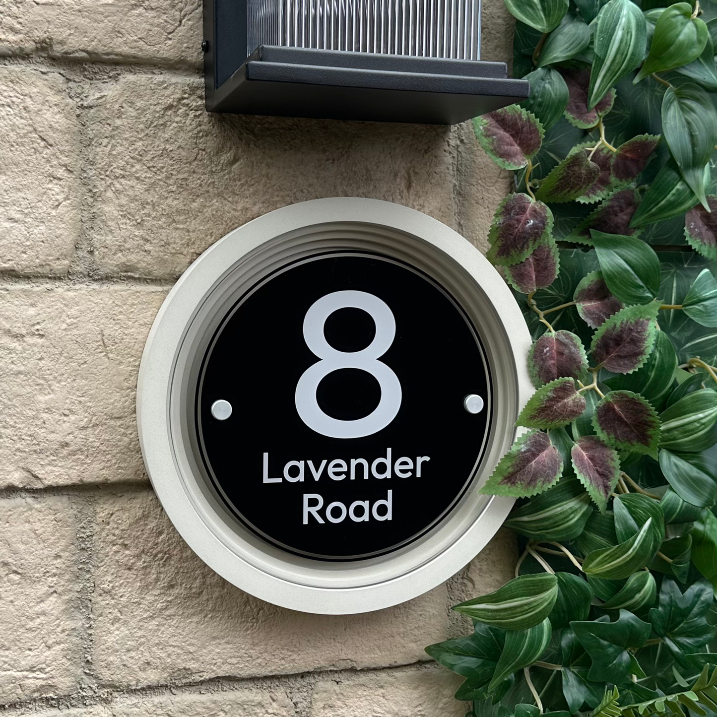 Signature Circulus | Personalised Designer House Sign with Acrylic Front & Portland Stone Coffered Frame