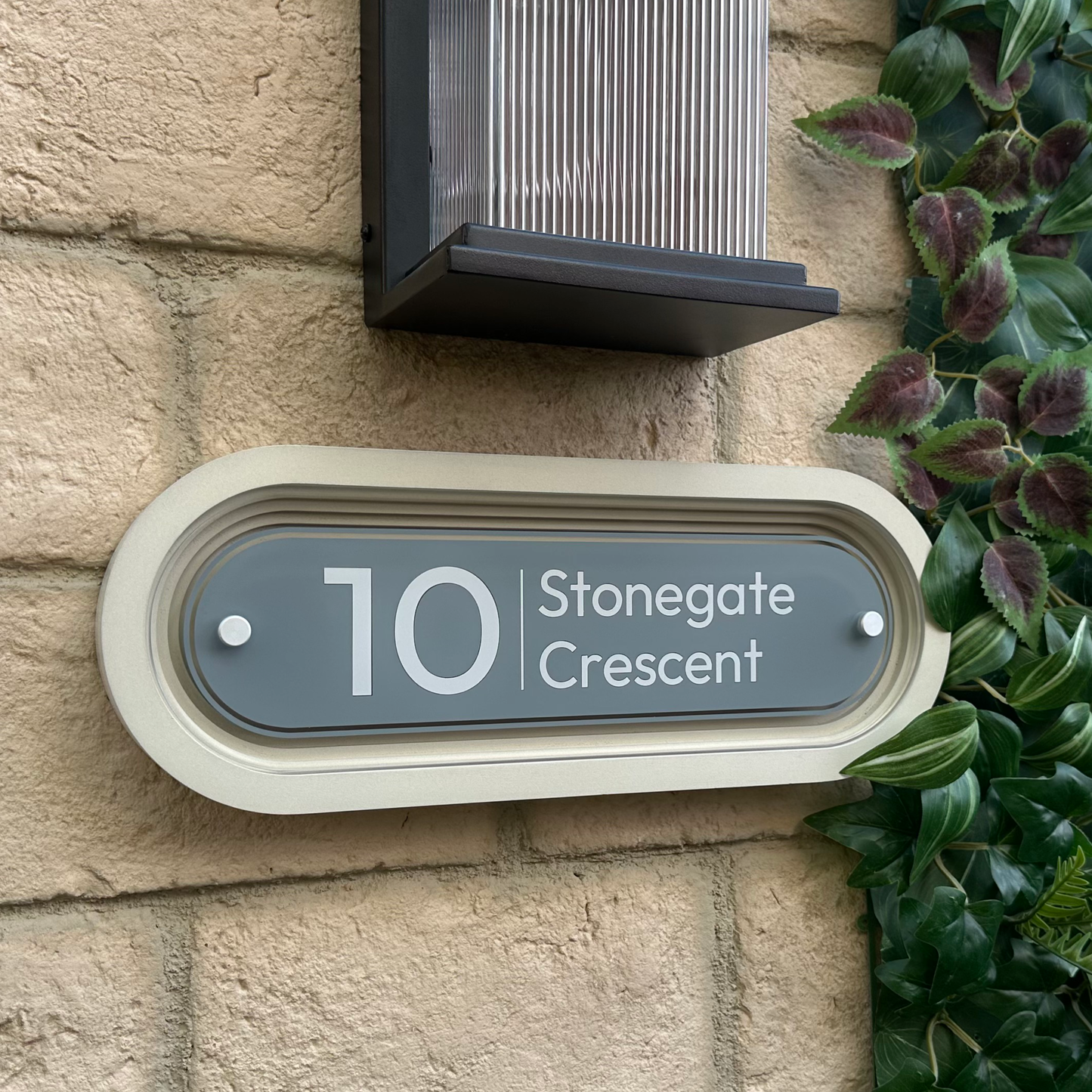 Signature Stadium | Personalised House Sign with Coffered Portland Stone Frame W400mm x H150mm