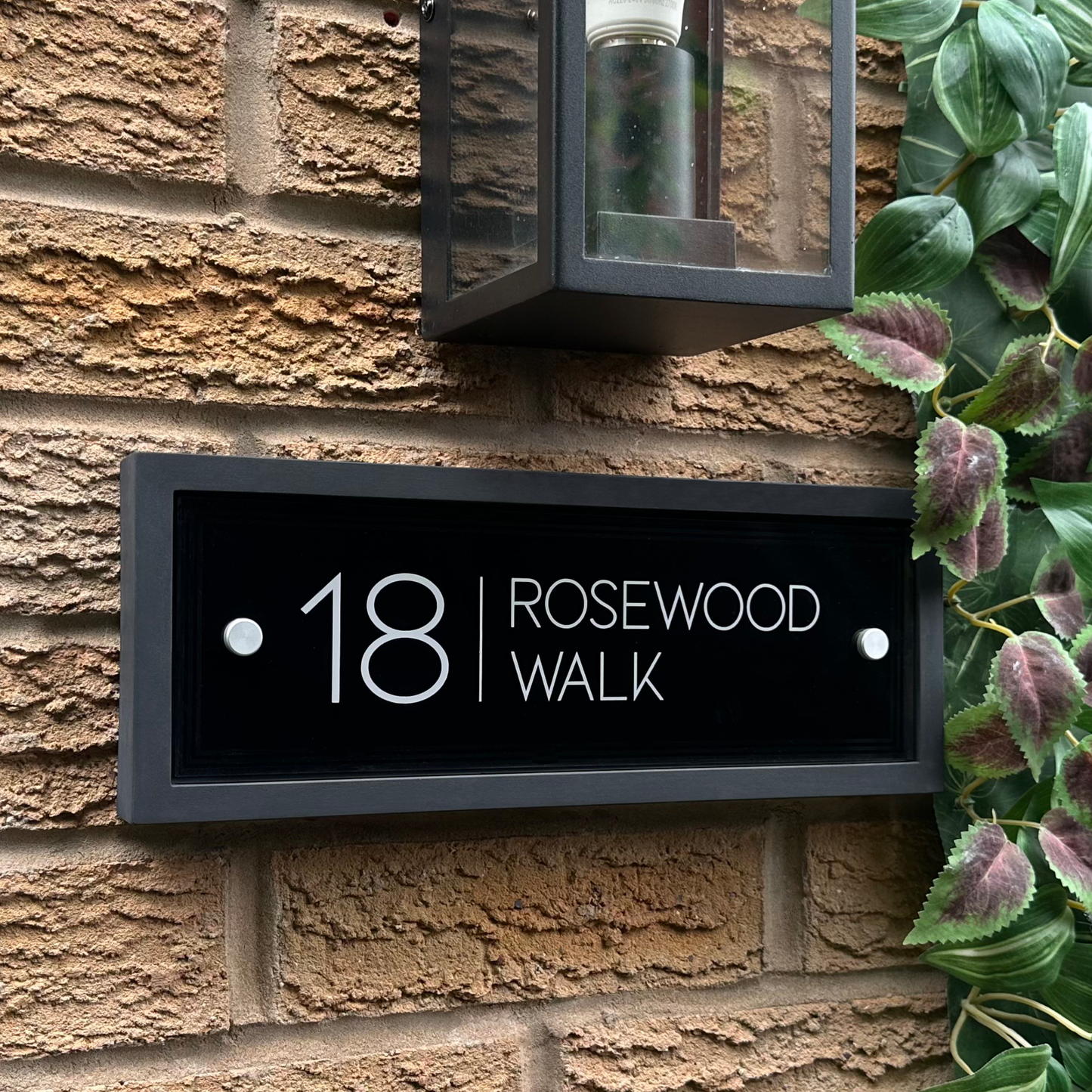 Edit Rectangle | Personalised House Sign with Understated Black Frame W335mm x H125mm