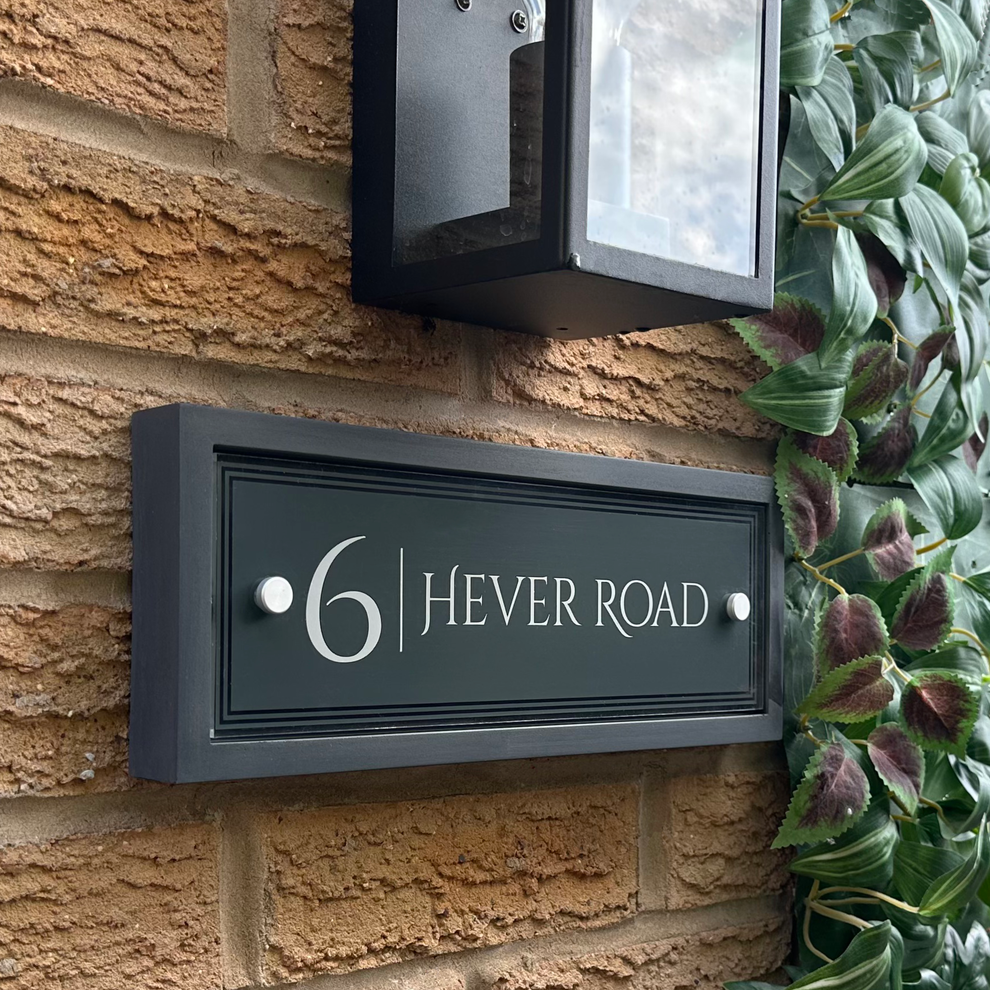 Edit Rectangle | Personalised House Sign with Understated Anthracite F ...