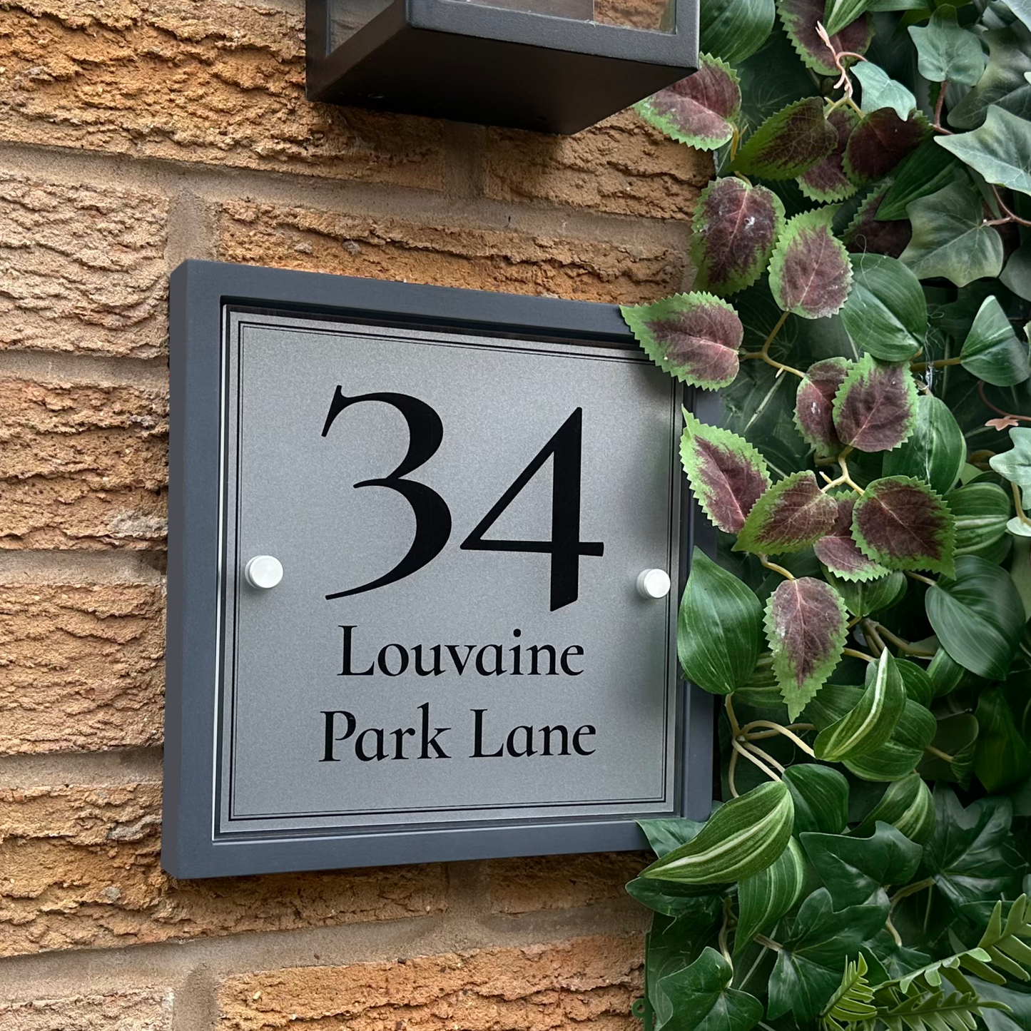 Edit Square | Personalised House Sign with Understated Anthracite Frame W230mm x H230mm
