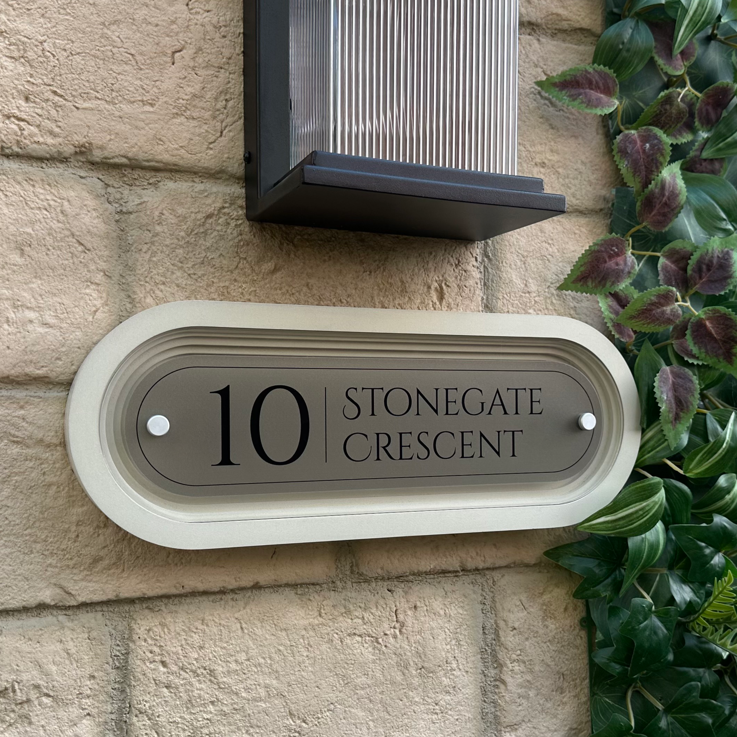 Signature Stadium | Personalised House Sign with Coffered Portland Stone Frame W400mm x H150mm