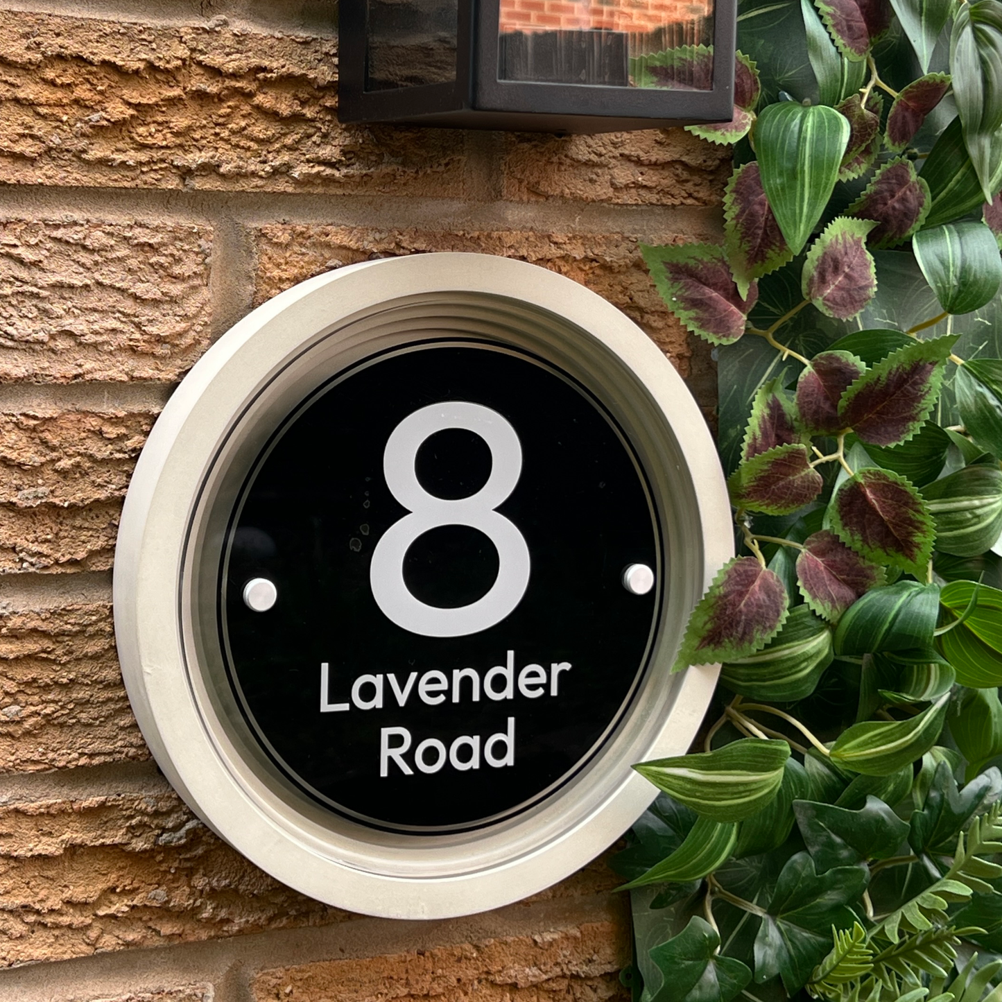 Signature Circulus | Personalised Designer House Sign with Acrylic Front & Portland Stone Coffered Back