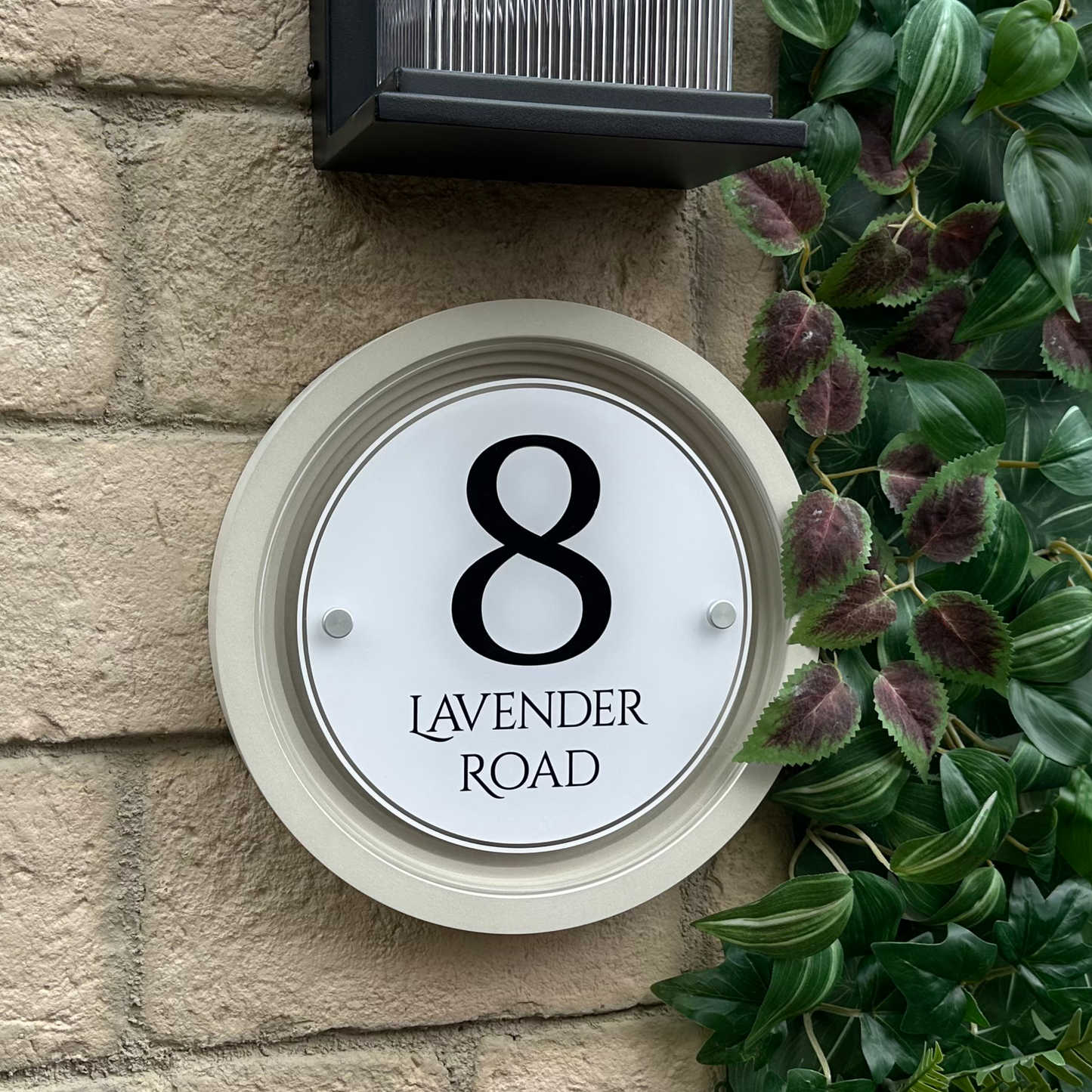 Signature Circulus | Personalised Designer House Sign with Acrylic Front & Portland Stone Coffered Frame