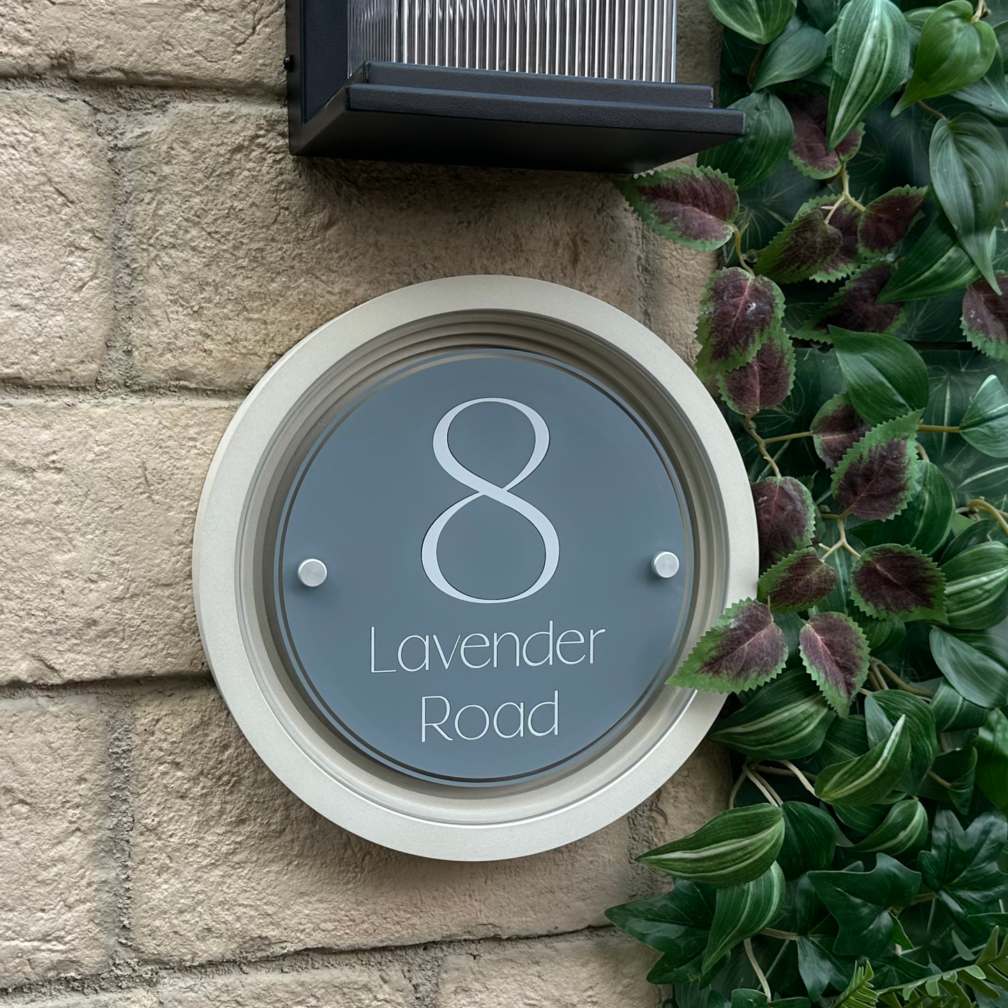 Signature Circulus | Personalised Designer House Sign with Acrylic Front & Portland Stone Coffered Frame