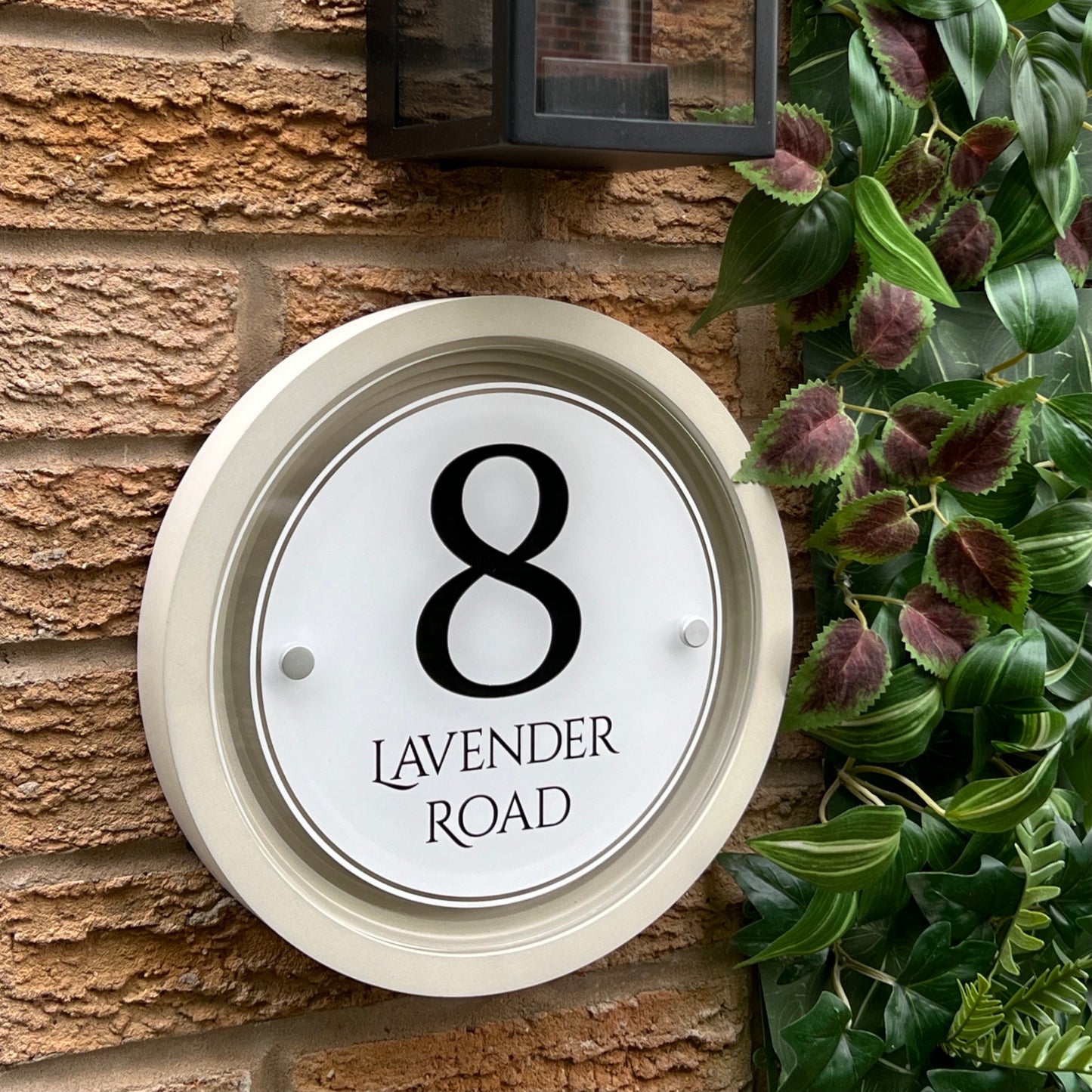 Signature Circulus | Personalised Designer House Sign with Acrylic Front & Portland Stone Coffered Back