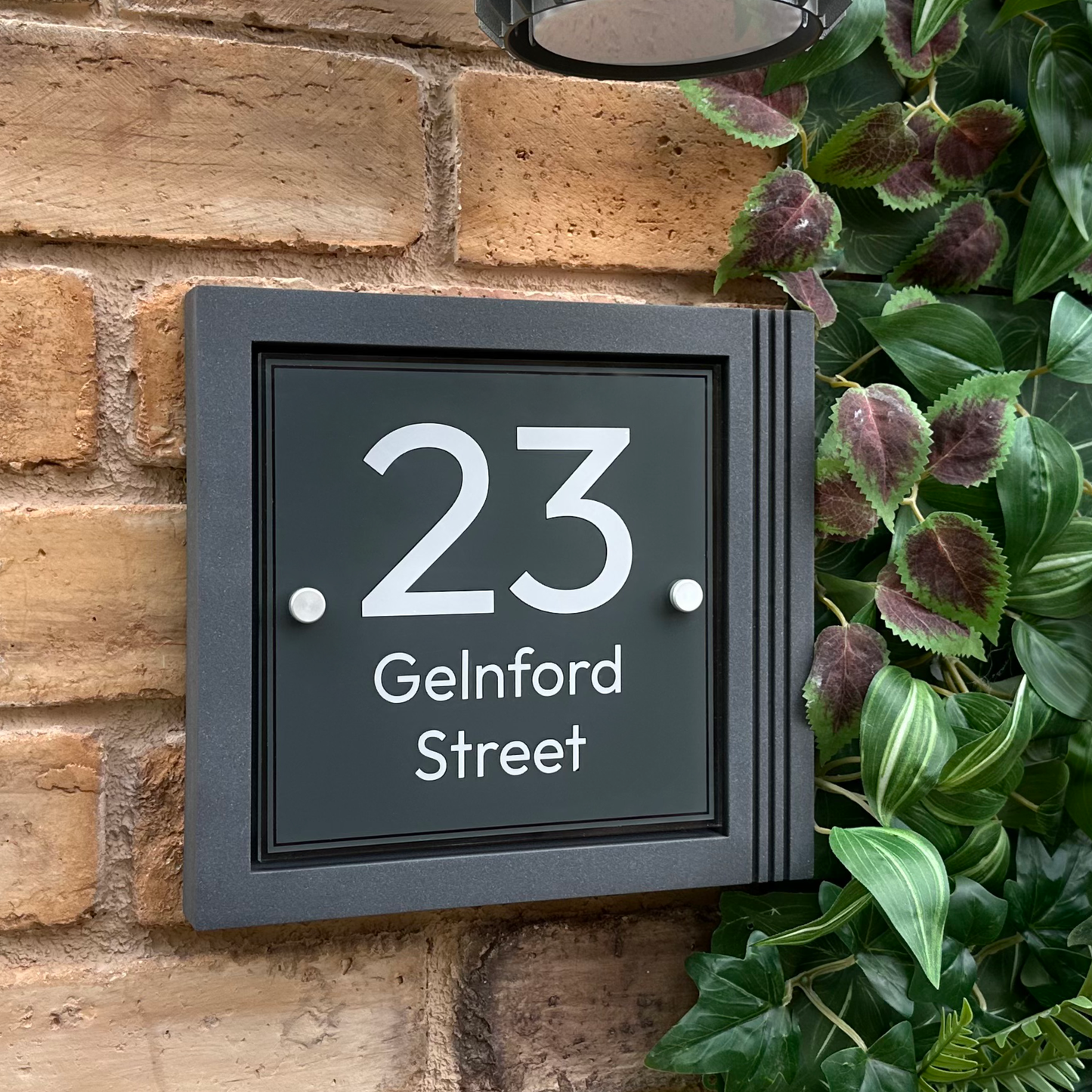Urban Square | Personalised House Sign with Fluted Anthracite Frame W248mm x H229mm
