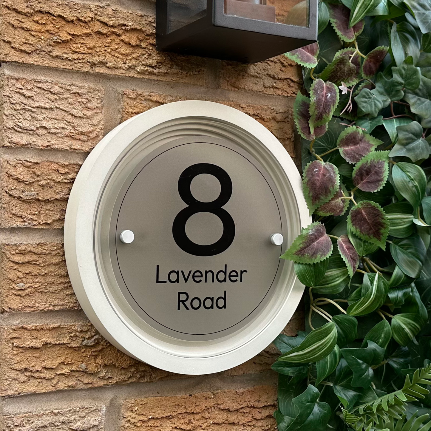 Signature Circulus | Personalised Designer House Sign with Acrylic Front & Portland Stone Coffered Back