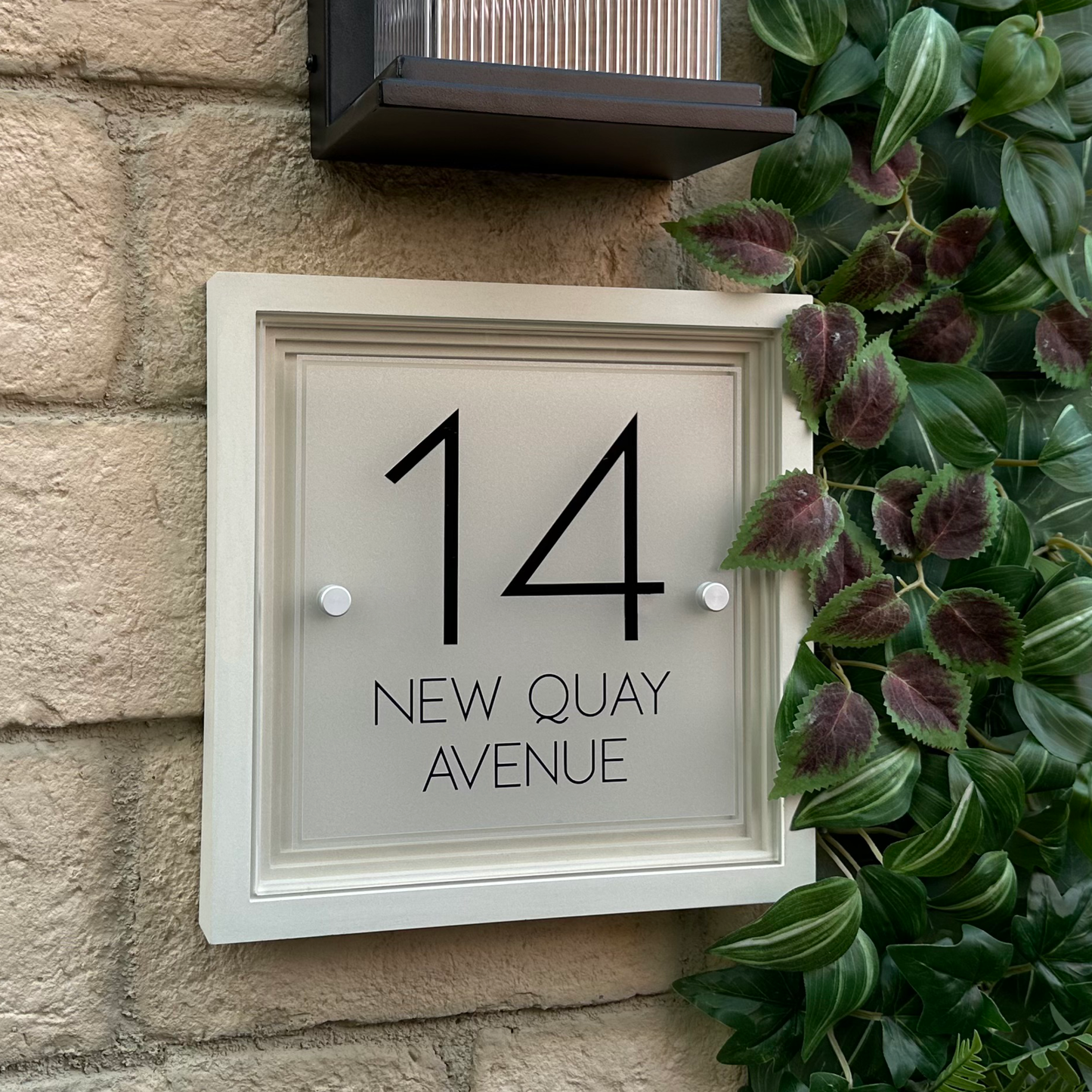 Signature Square | Personalised House Sign with Coffered Portland Stone Frame W270mm x H270mm