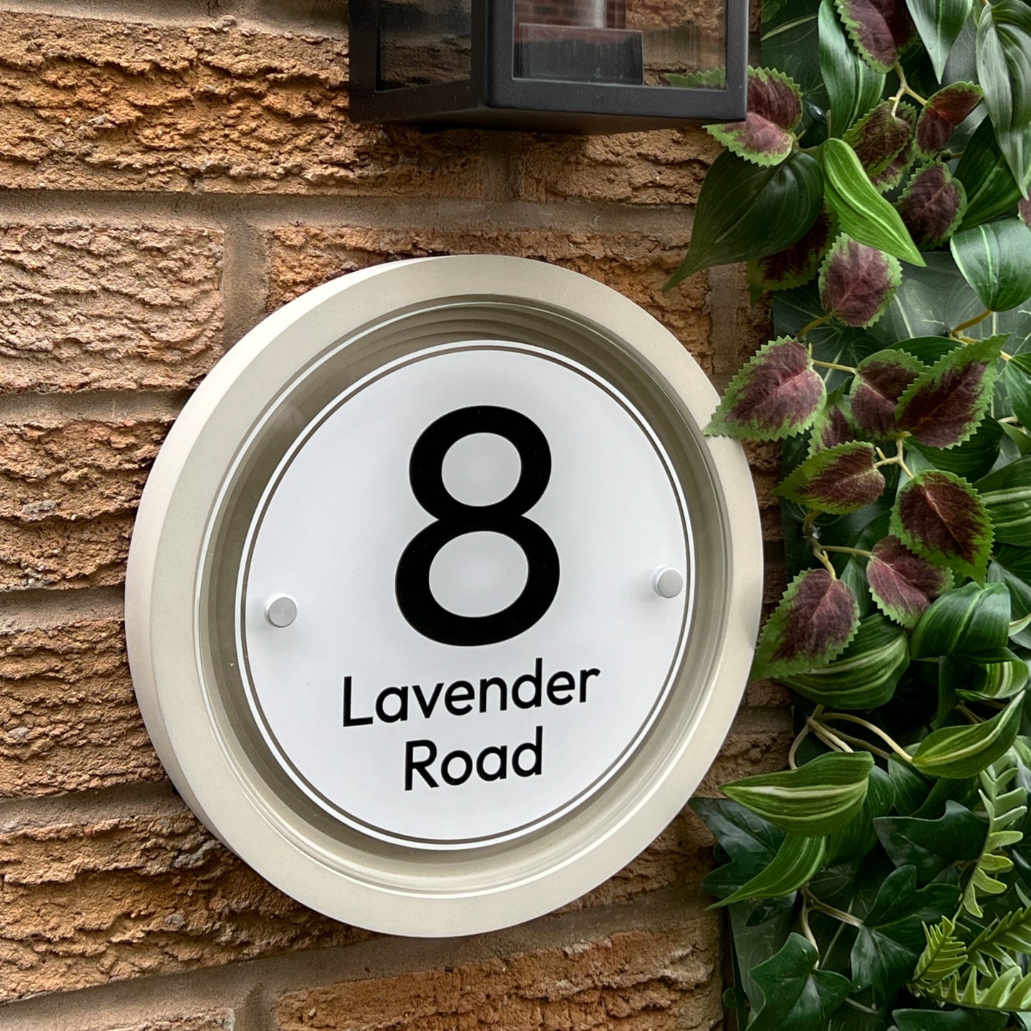 Signature Circulus | Personalised Designer House Sign with Acrylic Front & Portland Stone Coffered Back