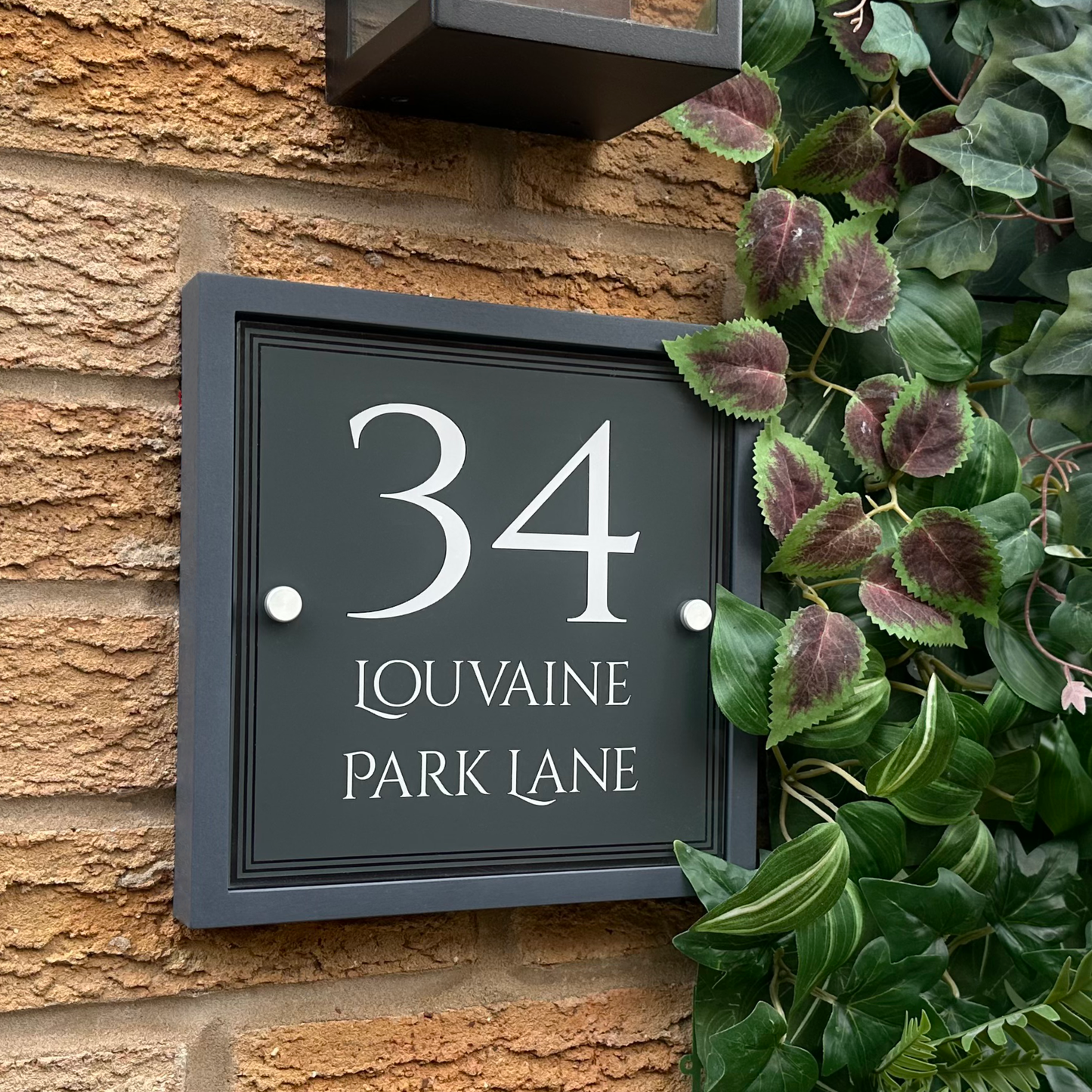 Edit Square | Personalised House Sign with Understated Anthracite Frame W230mm x H230mm