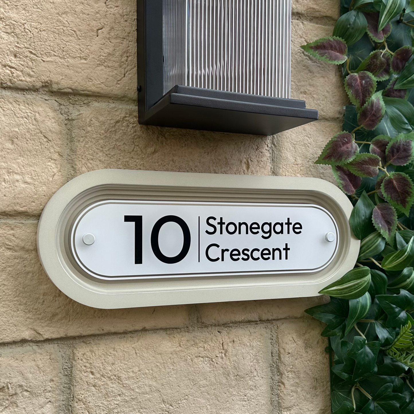 Signature Stadium | Personalised House Sign with Coffered Portland Stone Frame W400mm x H150mm