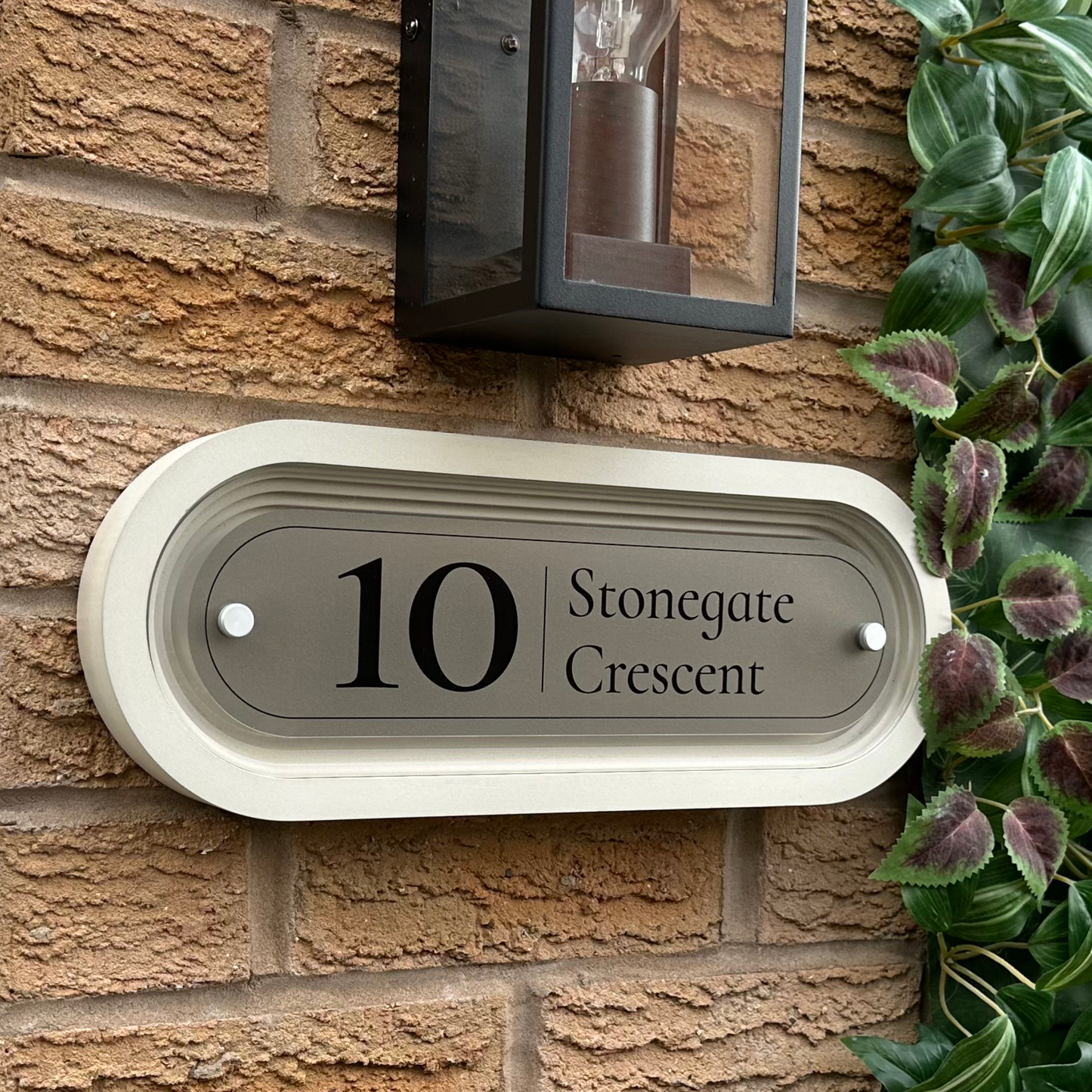 Signature Stadium | Personalised Designer House Sign with Acrylic Front & Portland Stone Coffered Back