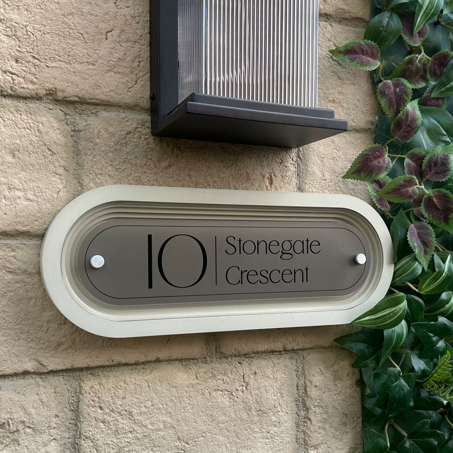 Signature Stadium | Personalised House Sign with Coffered Portland Stone Frame W400mm x H150mm