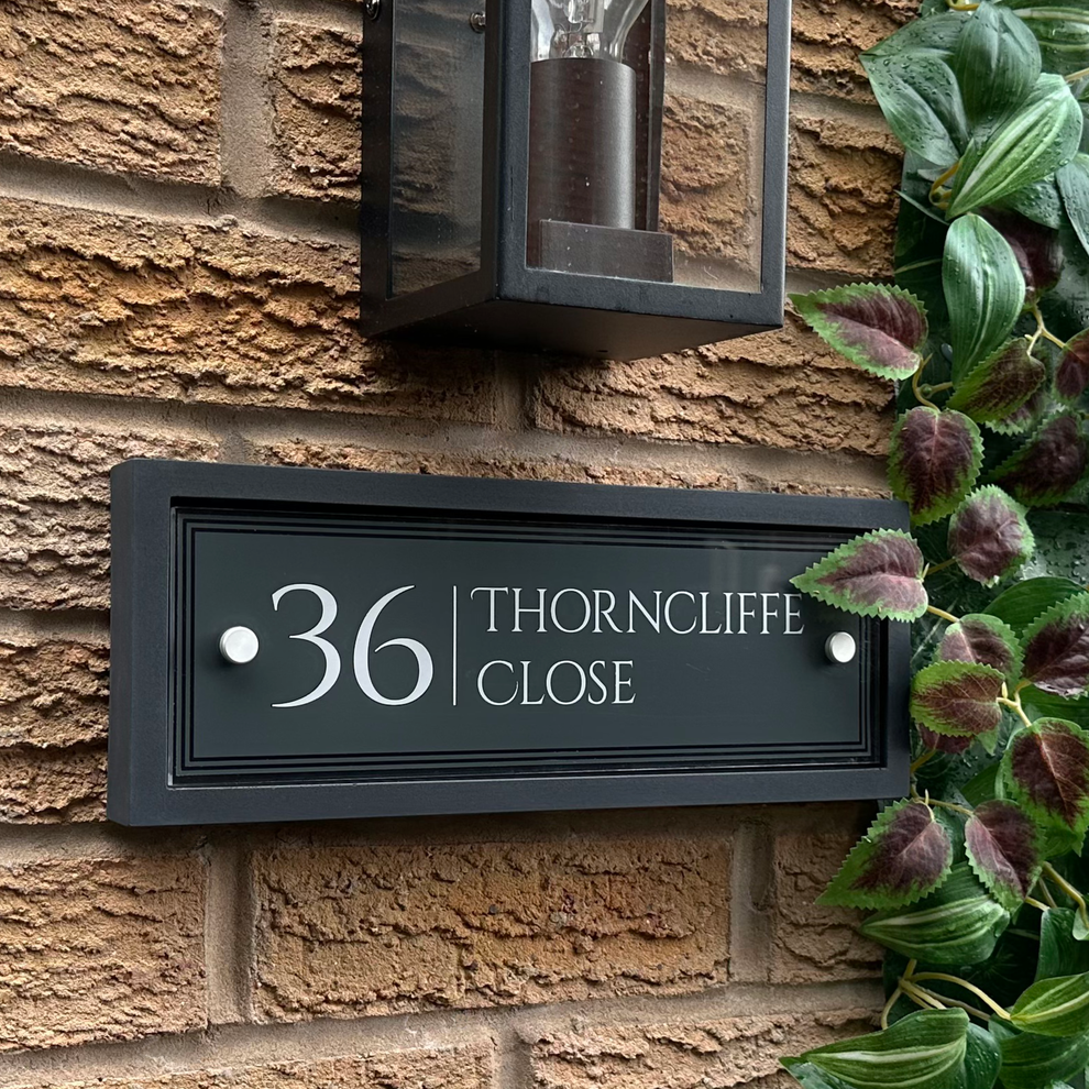 Edit Rectangle | Personalised House Sign with Understated Anthracite F ...