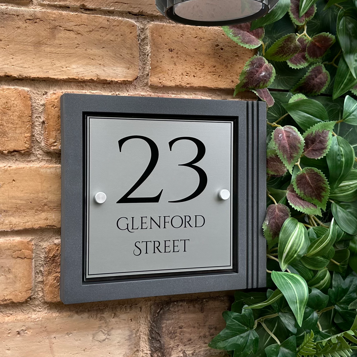 Urban Square | Personalised House Sign with Fluted Anthracite Frame W248mm x H229mm