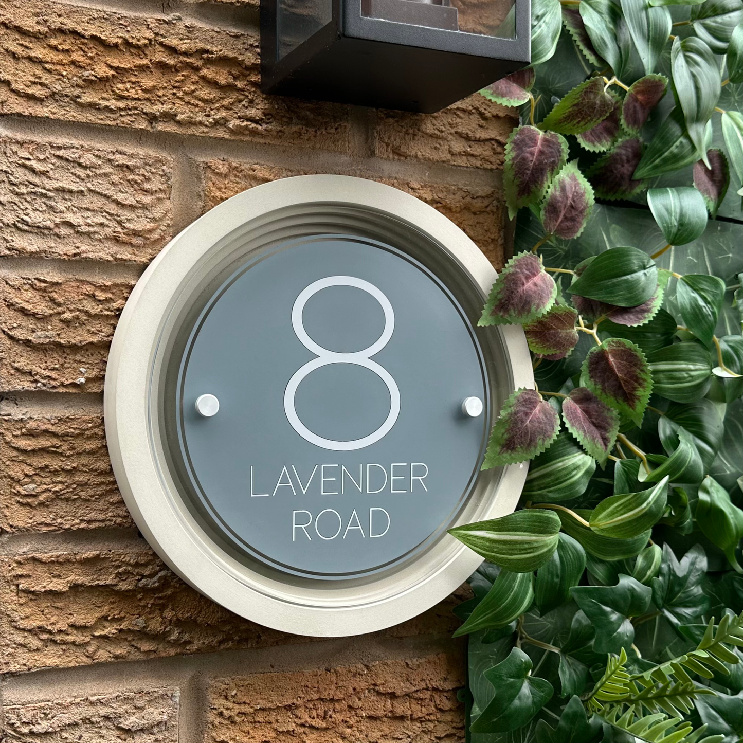 Signature Circulus | Personalised Designer House Sign with Acrylic Front & Portland Stone Coffered Back