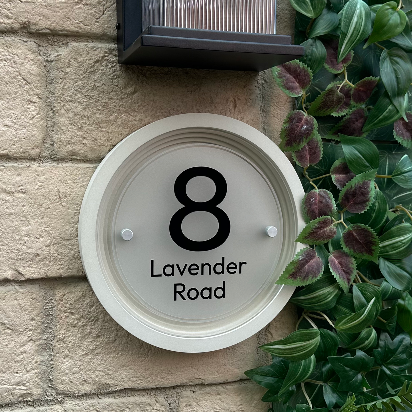 Signature Circulus | Personalised Designer House Sign with Acrylic Front & Portland Stone Coffered Frame