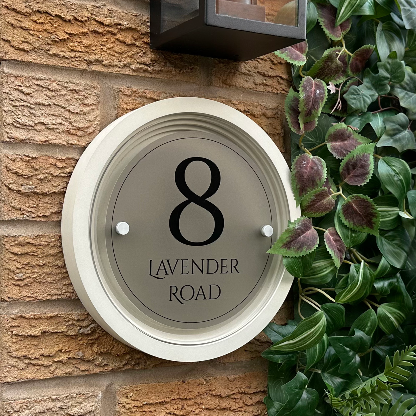 Signature Circulus | Personalised Designer House Sign with Acrylic Front & Portland Stone Coffered Back
