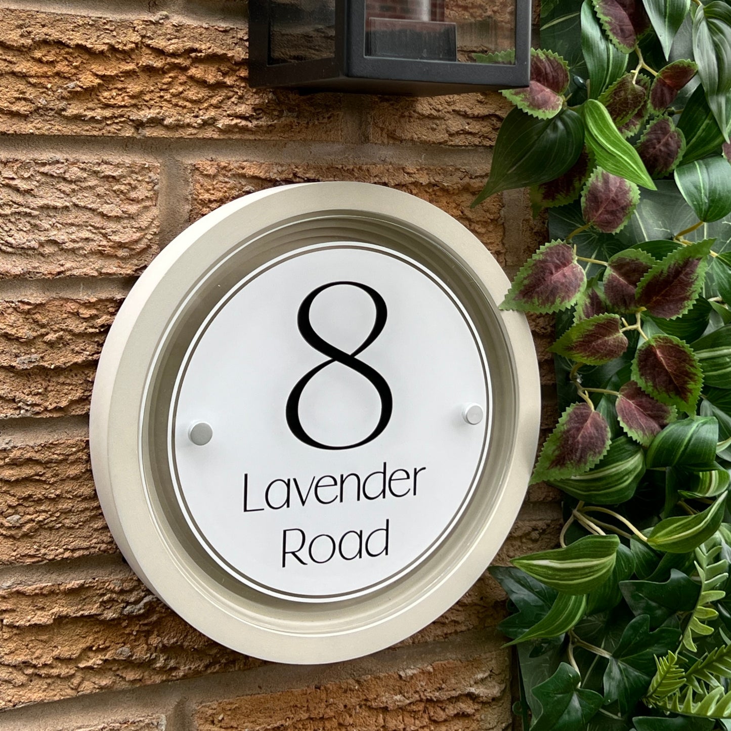 Signature Circulus | Personalised Designer House Sign with Acrylic Front & Portland Stone Coffered Back