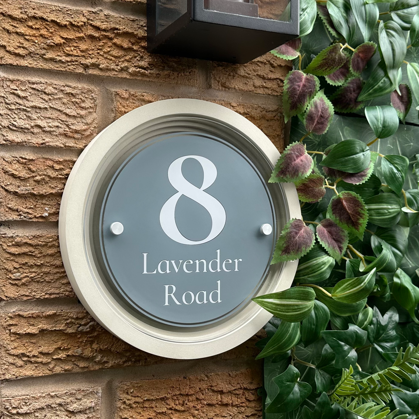 Signature Circulus | Personalised Designer House Sign with Acrylic Front & Portland Stone Coffered Back