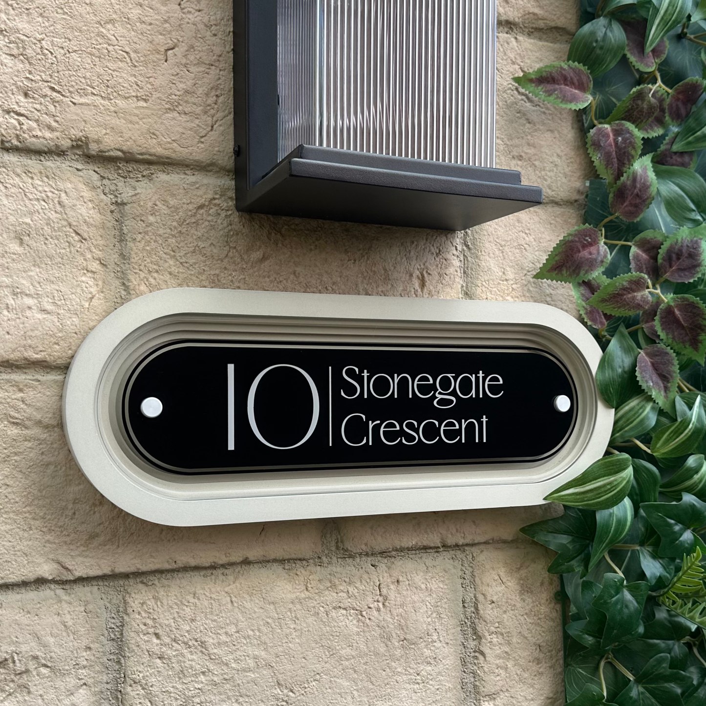 Signature Stadium | Personalised House Sign with Coffered Portland Stone Frame W400mm x H150mm