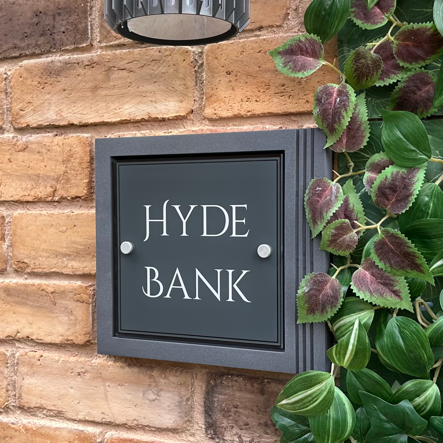 Urban Square | Personalised House Sign with Fluted Anthracite Frame W248mm x H229mm