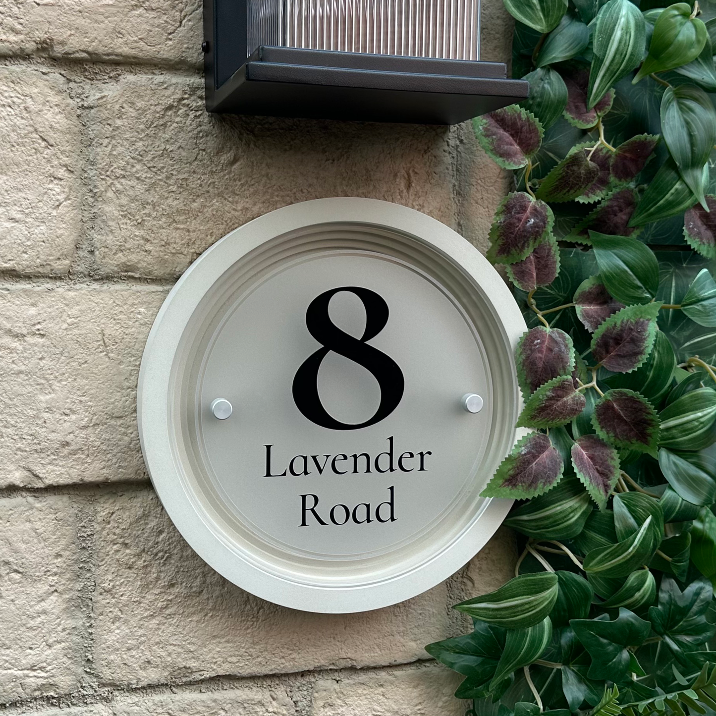 Signature Circulus | Personalised Designer House Sign with Acrylic Front & Portland Stone Coffered Frame