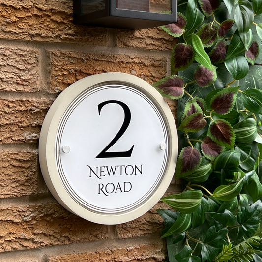 Edit Circulus | Personalised Designer House Sign with Acrylic Front & Portland Stone Back